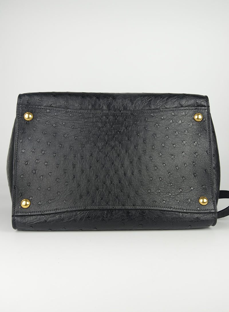 Prada Genuine Ostrich Leather Handbag for Women - Luxury Designer Purse for Work, Party & Evening Events