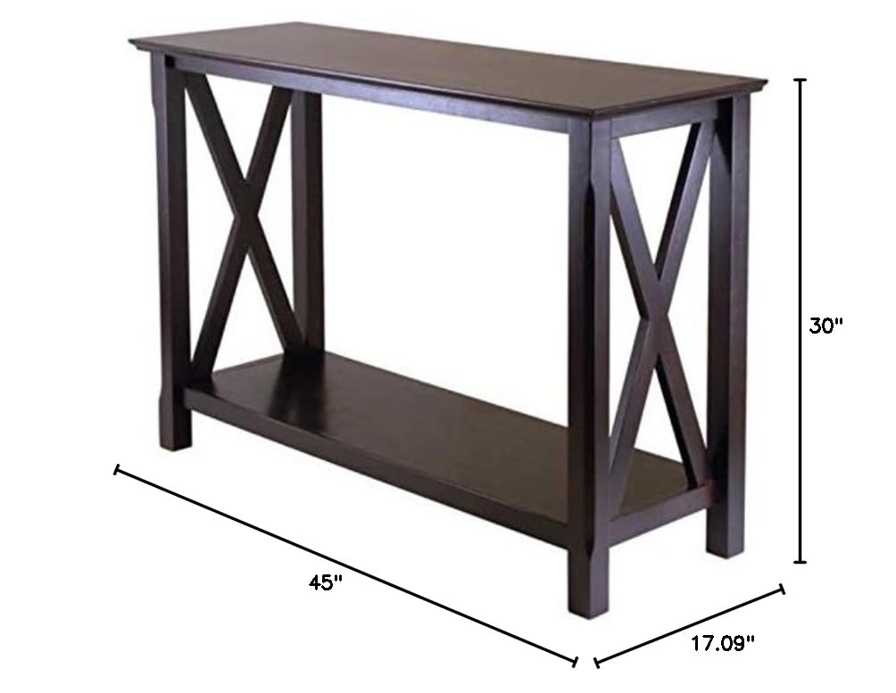 Ergode Wood Stafford Console Table (40445-VV) - Rustic Entryway Table for Hallway, Living Room & Foyer - Solid Wood Sofa Table with Storage Shelf
