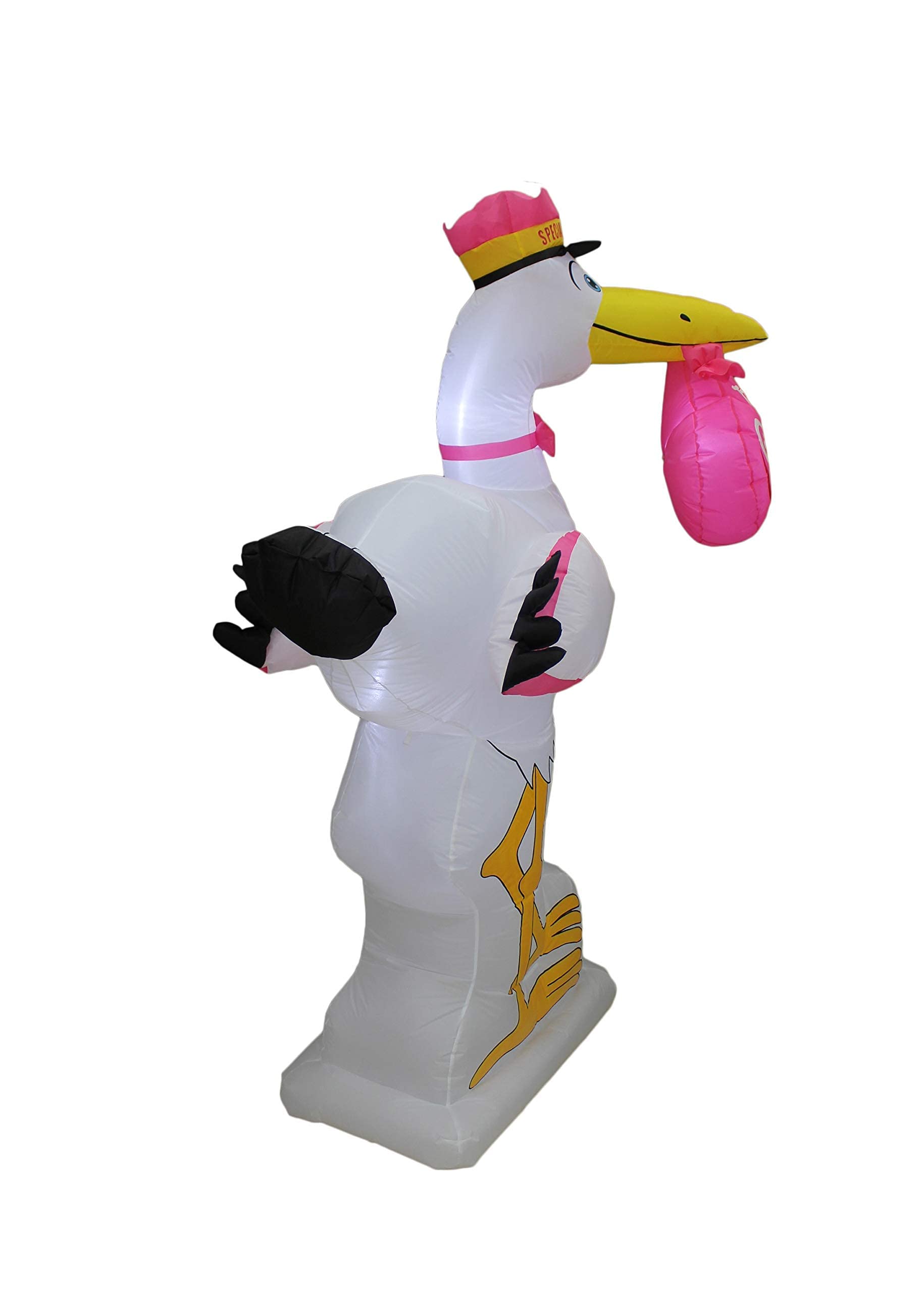 6ft Tall Inflatable Pink Stork & Happy Birthday Cake Decorations Bundle - It's a Girl Baby Shower & Birthday Party Supplies with LED Lights | Perfect for Outdoor Celebrations, Gender Reveals & Backyard Events