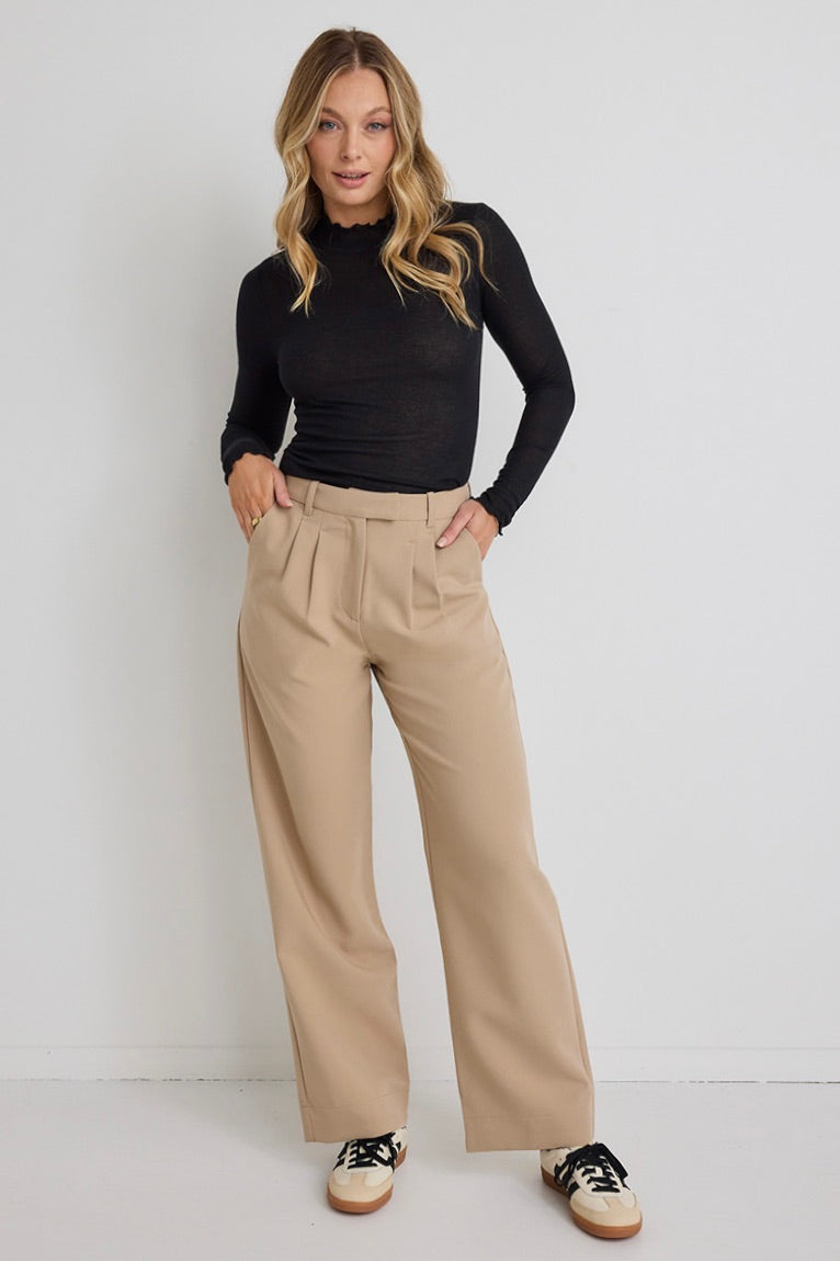 Sister Camel Textured Wide Leg Pants for Women - High Waisted Comfortable Lounge Pants - Perfect for Yoga, Travel, and Casual Wear
