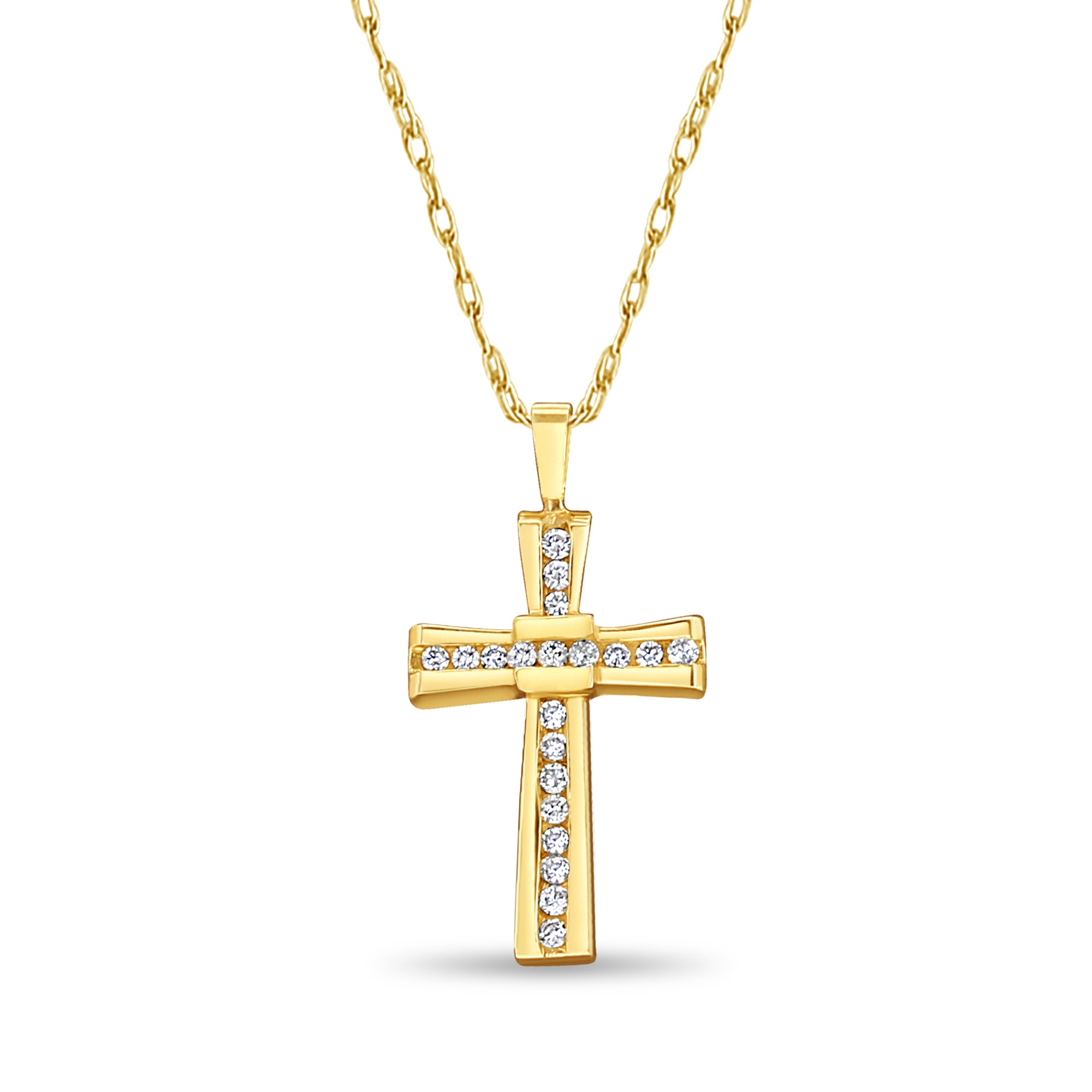 0.5 Carat Antique Style Diamond Cross Pendant Necklace for Women - Elegant Religious Jewelry Gift for Baptism, Confirmation & Special Occasions