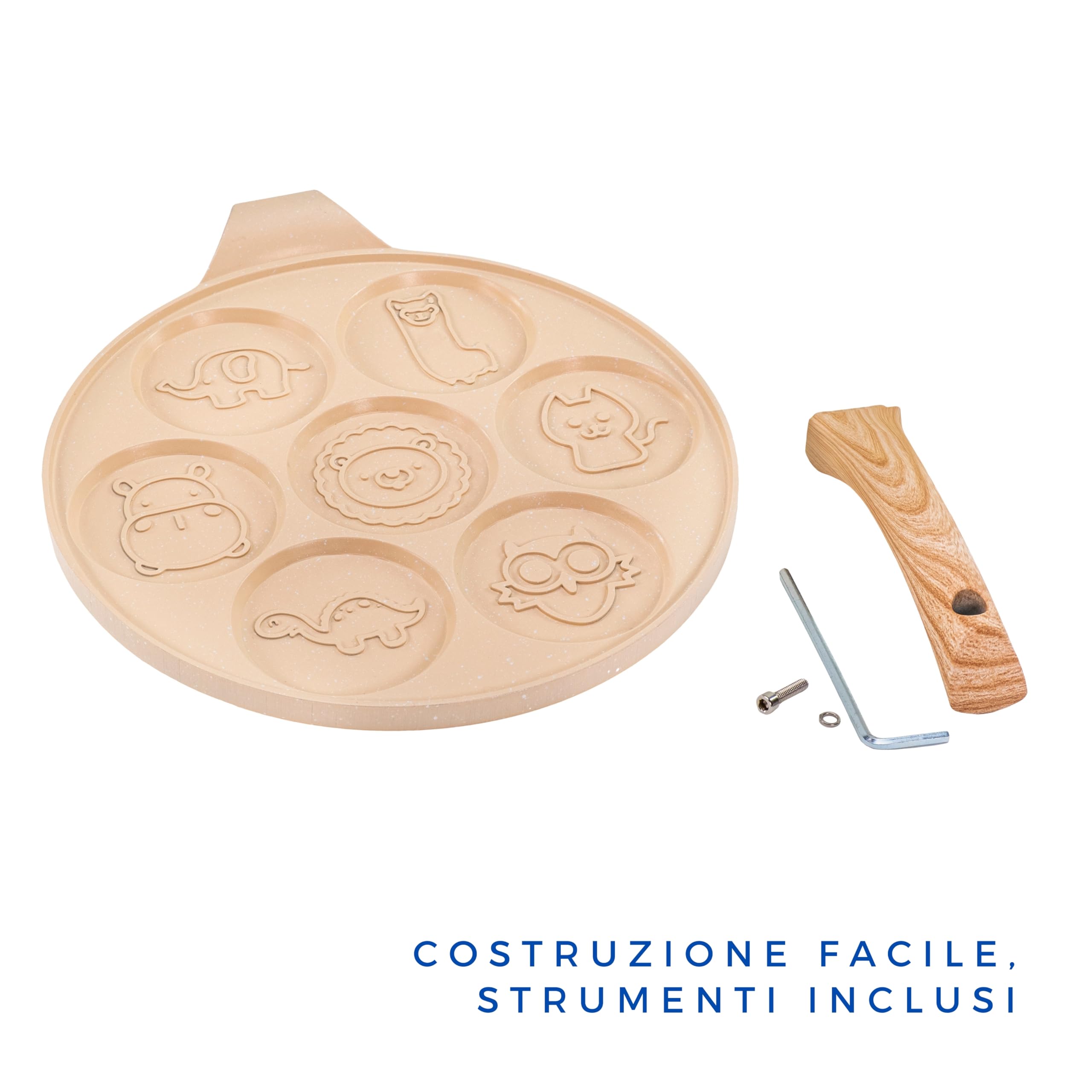 Erreke Non-Stick Pancake Pan with Fun Emoji Faces - 26cm Beige Skillet for Pancakes, Induction & All Cooktops - Perfect for Kids Breakfast & Family Cooking