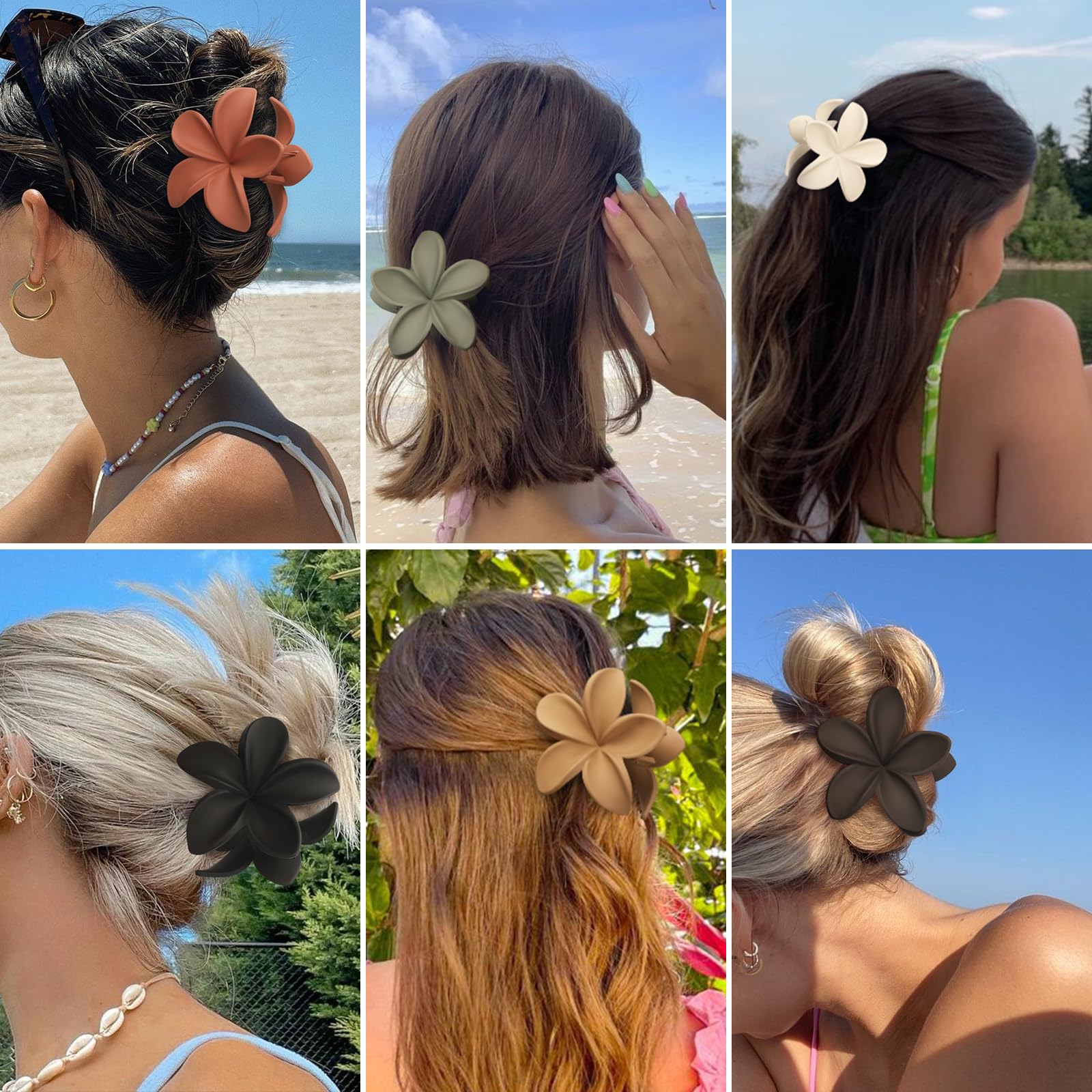 6Pcs Large Flower Hair Clips for Women - Beach & Summer Styling