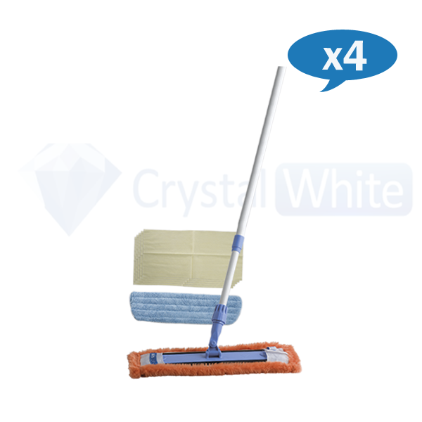 Oates Triple Action Flat Mop Set - All-in-One Floor Cleaning System with Microfiber Pads for Hardwood, Tile & Laminate Floors - Perfect for Kitchen, Bathroom & Living Room Cleaning