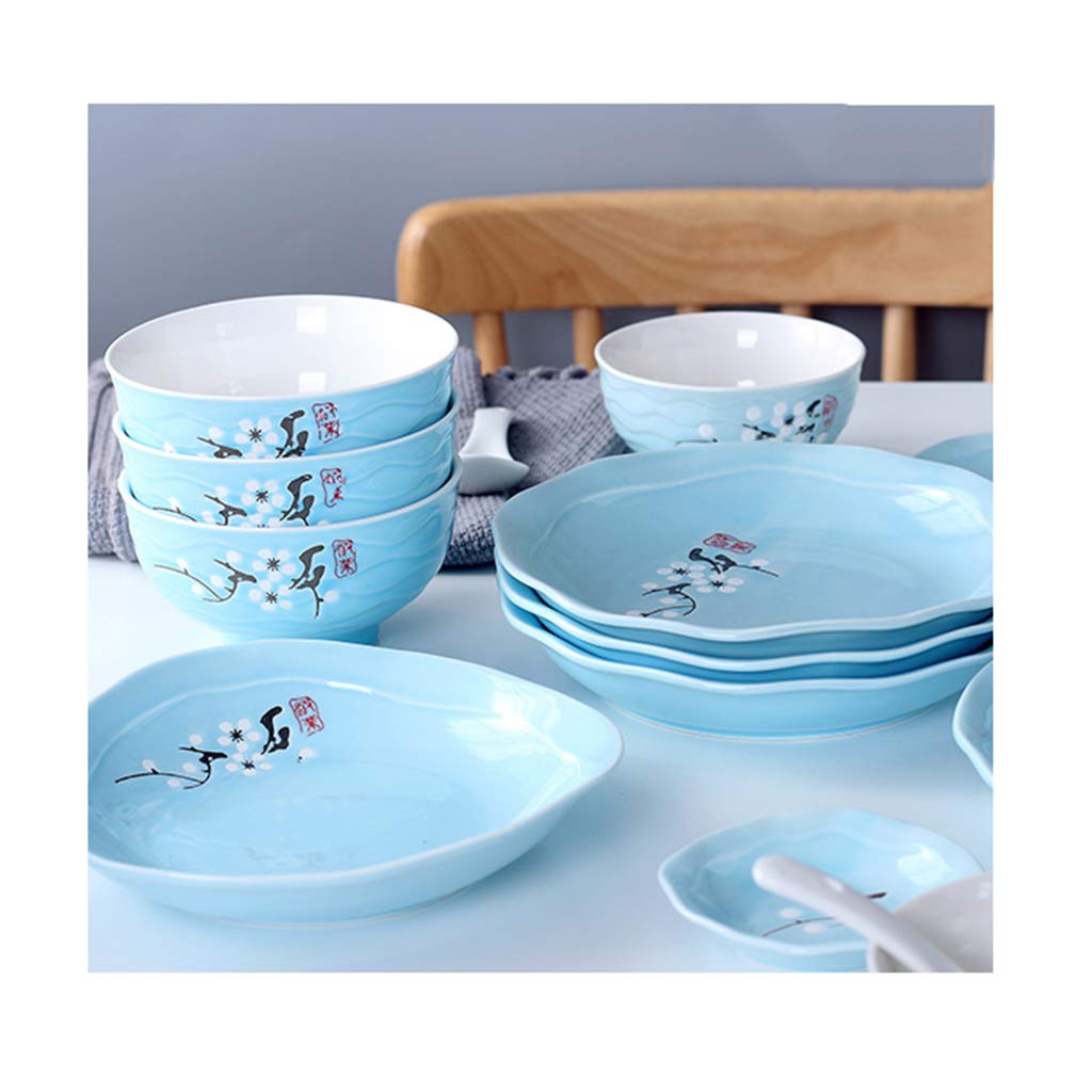 Premium Melamine Dinnerware Set - 10-Piece Dishwasher Safe & Unbreakable Plates, Lightweight Durable Blue Tableware for Outdoor Picnics, Camping & Everyday Use