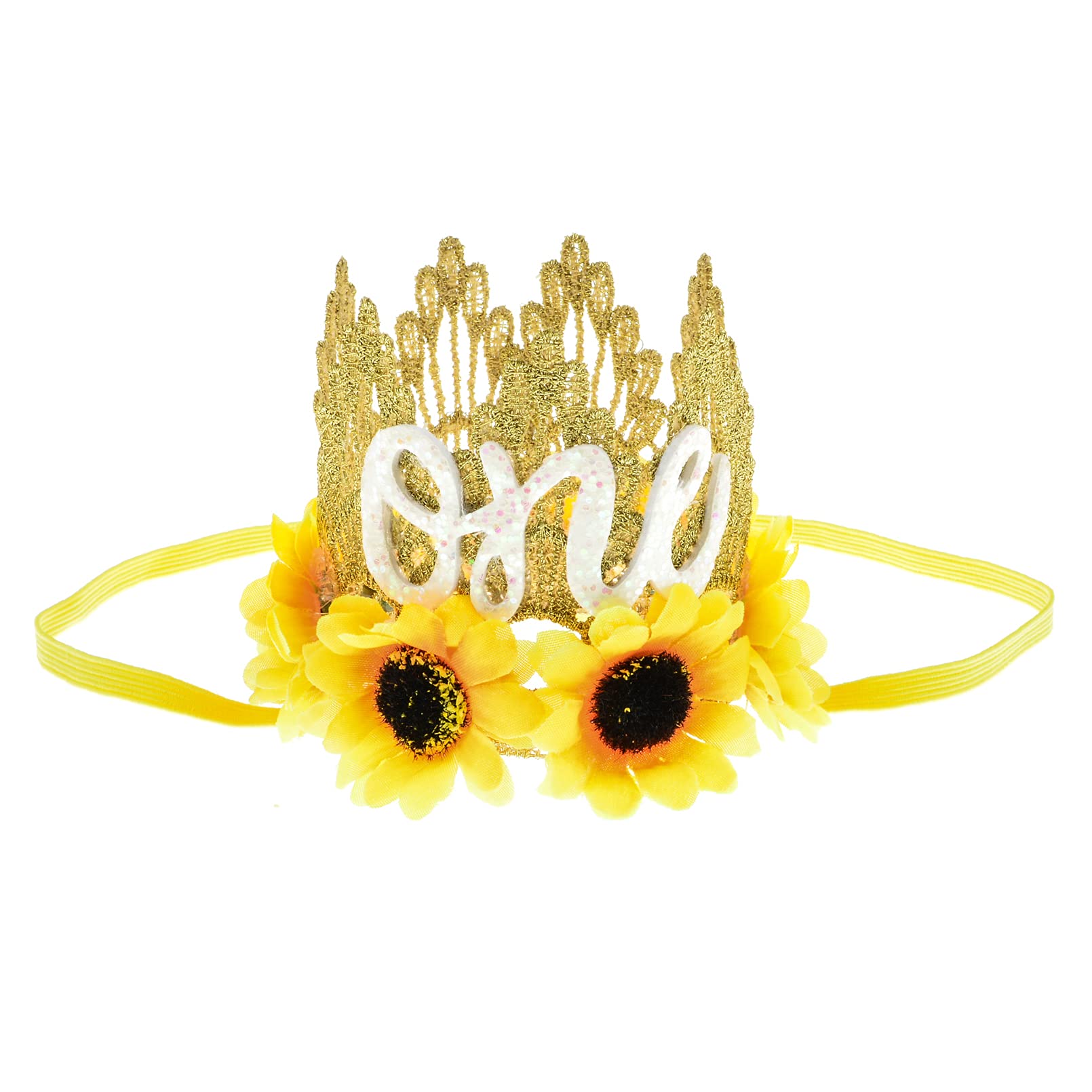 Vividsun Golden Lace Baby Girl Birthday Crown - 1st Birthday Headband for Girls, Princess Party Photo Prop - Perfect for Birthday Parties, Photoshoots & Special Occasions