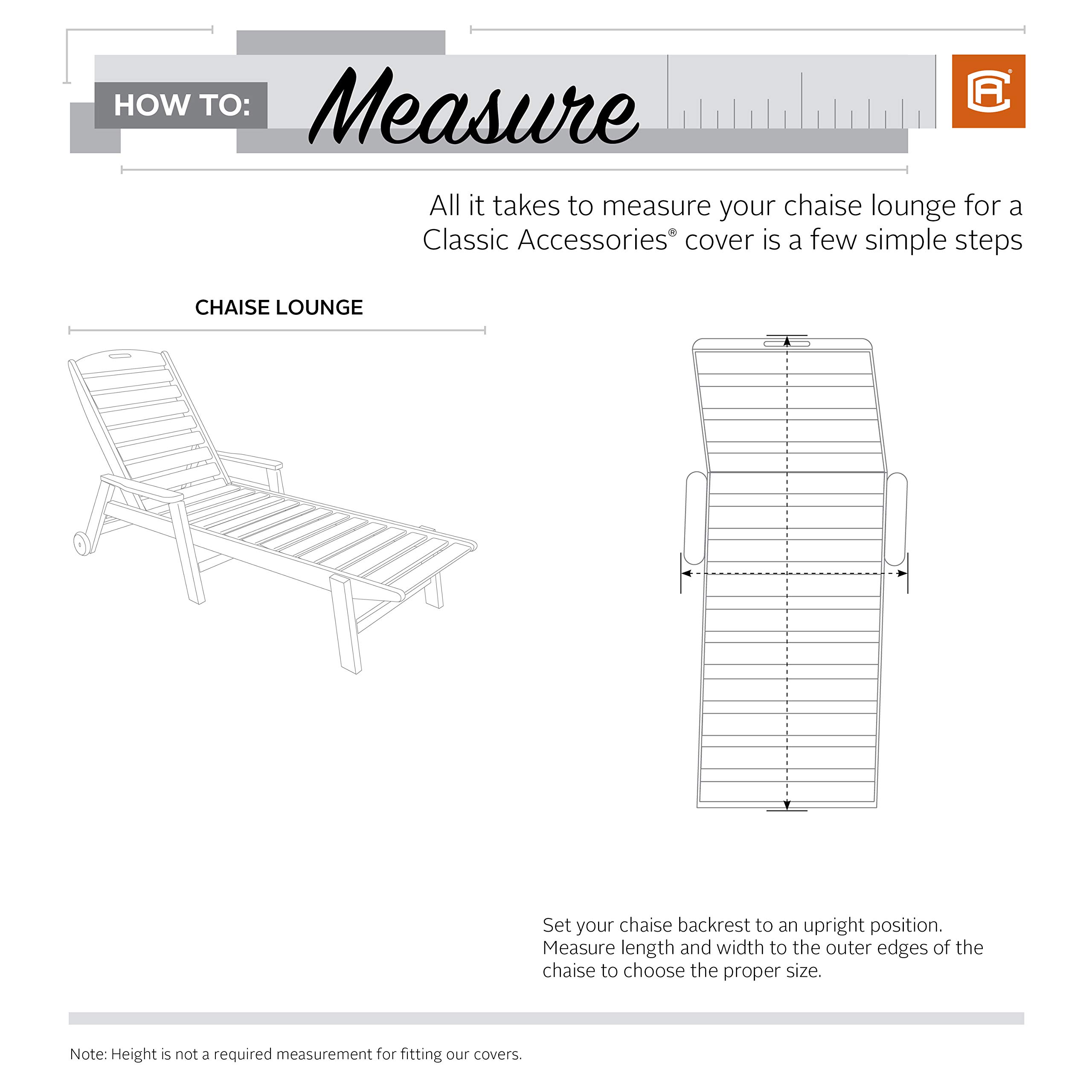 Classic Accessories Terrazzo Water-Resistant 86 Inch Patio Chaise Lounge Chair Cover - Durable Outdoor Furniture Protector for Sun, Rain, and Snow