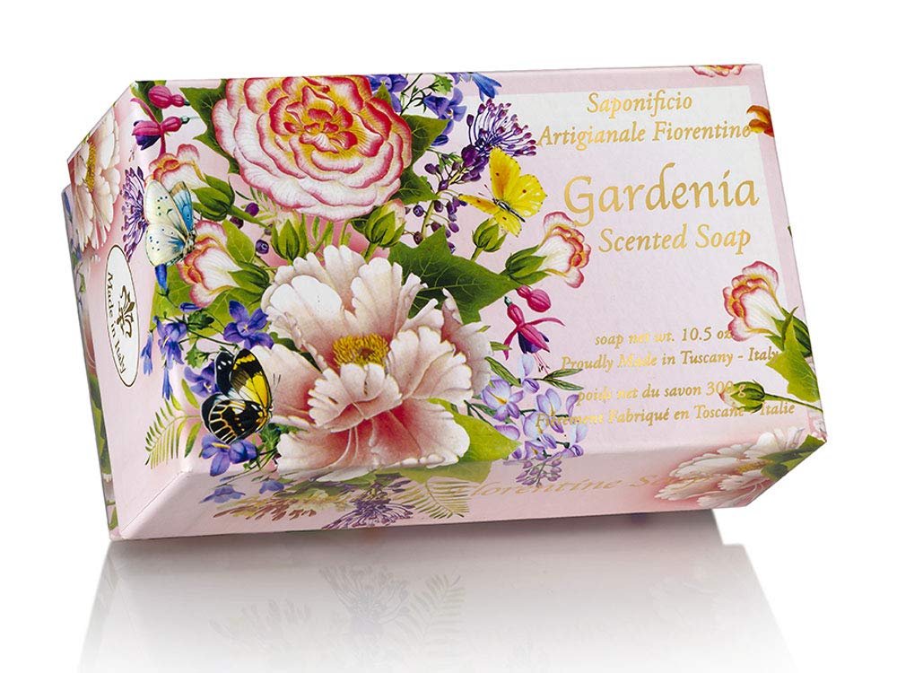 Artisanal Florentine Gardenia Solid Hand Soap 300g - Natural, Vegan & Long-Lasting - Perfect for Bathroom, Kitchen & Travel