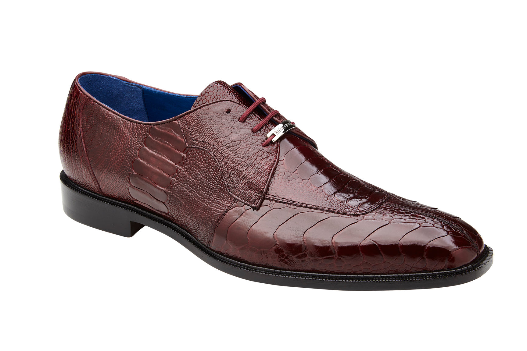 Belvedere Siena Genuine Ostrich Leg Dress Shoes for Men - Dark Burgundy Leather Oxfords 1463 | Premium Business Formal Shoes for Office, Weddings & Special Occasions