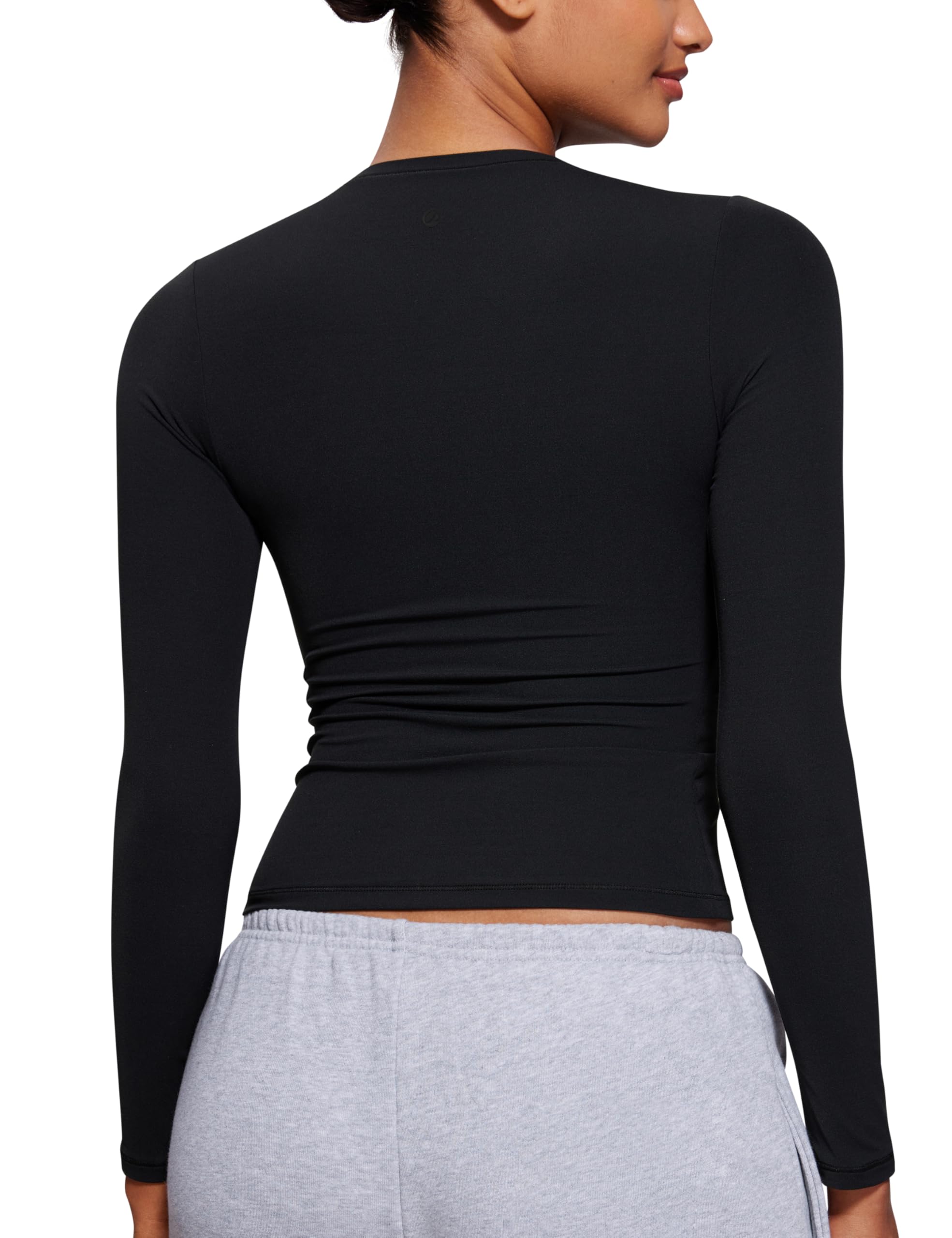 CRZ YOGA Women's Soft Embrace Long Sleeve T-Shirt - Crew Neck Fitted Basic Top for Fall & Winter - Yoga, Workout, Casual Wear & Daily Outfits