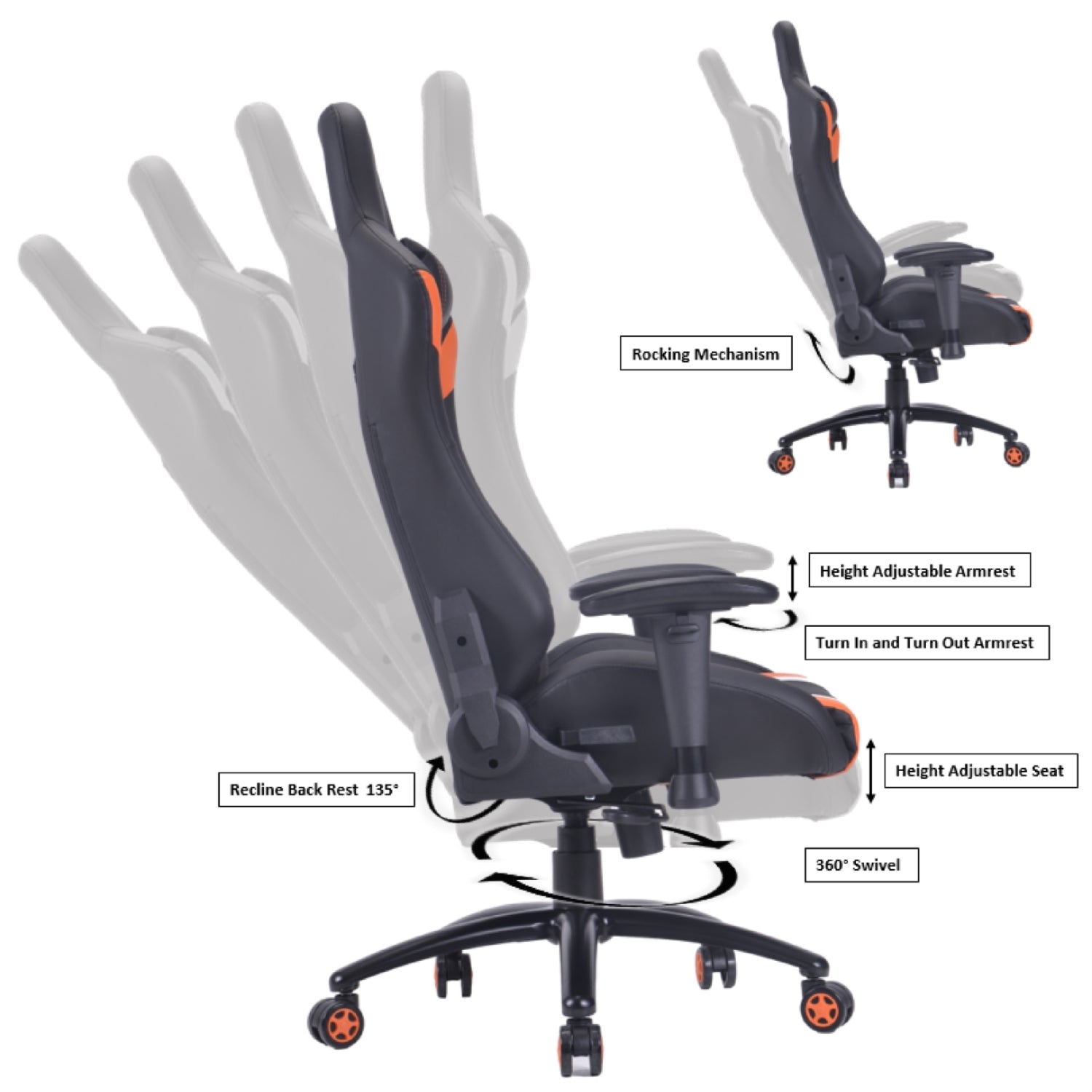 PRO X SERIES 7730 Gaming Chair - Ergonomic Black & Orange Racing Style Computer Chair for PC & Console Gamers - Perfect for Esports, Streaming & Long Gaming Sessions