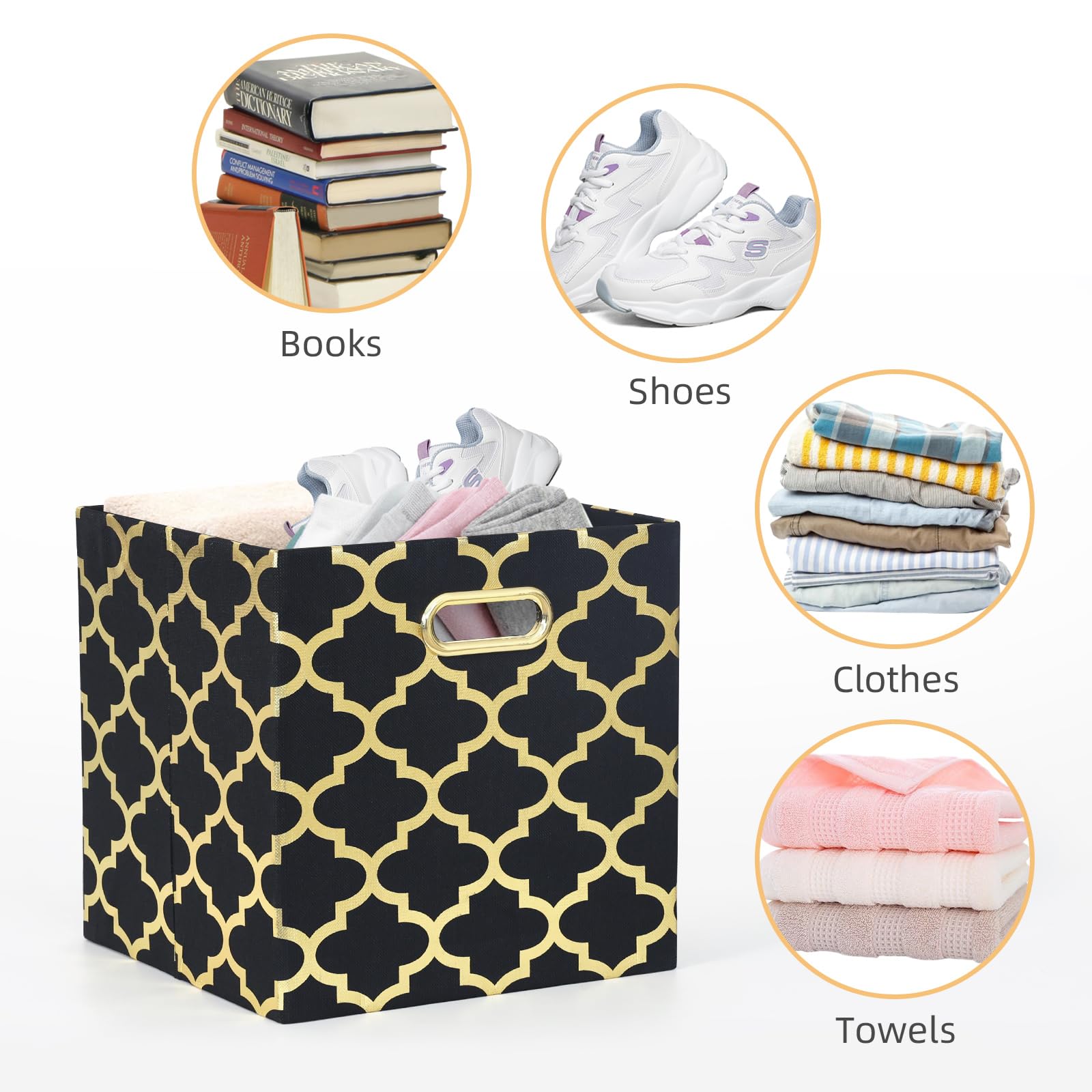 11x11x11 Inch Collapsible Fabric Storage Cubes - 3 Pack Black Organizer Bins for Shelves, Closet, Wardrobe | Perfect for Home, Office & Kids Room Organization