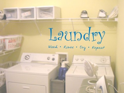 Laundry Room Wall Decal Sticker - Wash Fold Rinse Repeat - Cute Vinyl Wall Art for Laundry Decor - Perfect for Home, Apartment, Laundromat & Laundry Room Organization