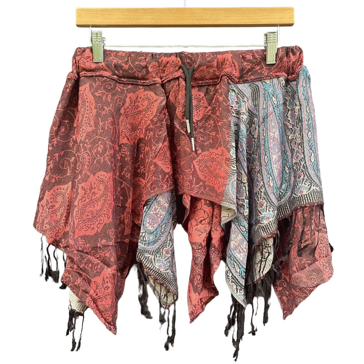 Fairy Pashmina Skirt - Red & Black Paisley Print Flowy Maxi Skirt for Women | Boho Chic Summer Beach Dress, Festival Outfit, Vacation Wear