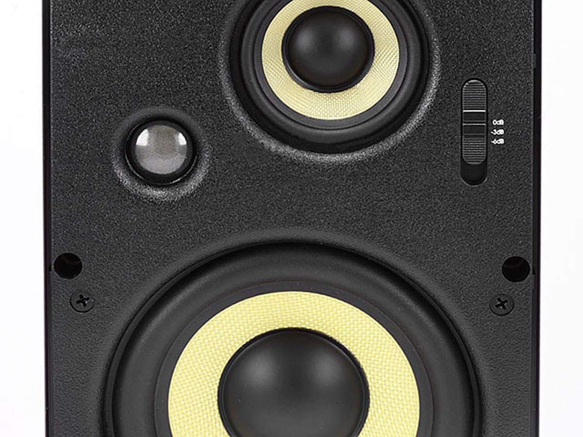 Monoprice 6.5 Inch 3-Way Aramid Fiber In-Wall Speakers with Titanium Silk Dome Tweeters - Caliber Series (Pair) - Perfect for Home Theater and Surround Sound Systems