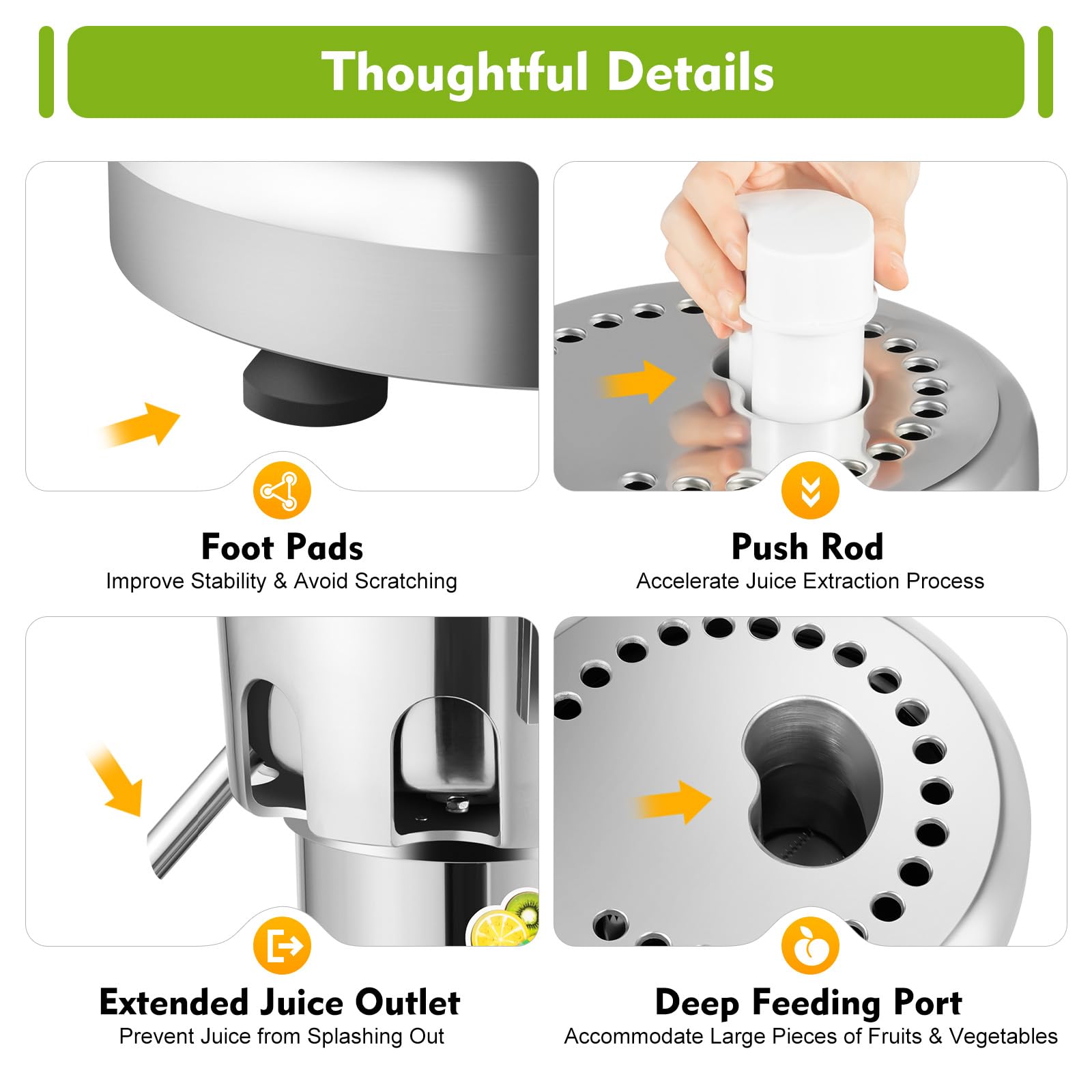 Commercial Heavy Duty 370W Electric Fruit and Vegetable Juice Extractor - Centrifugal Juicer Machine for Home & Restaurant Use - Perfect for Smoothies, Detox Drinks, and Healthy Juicing