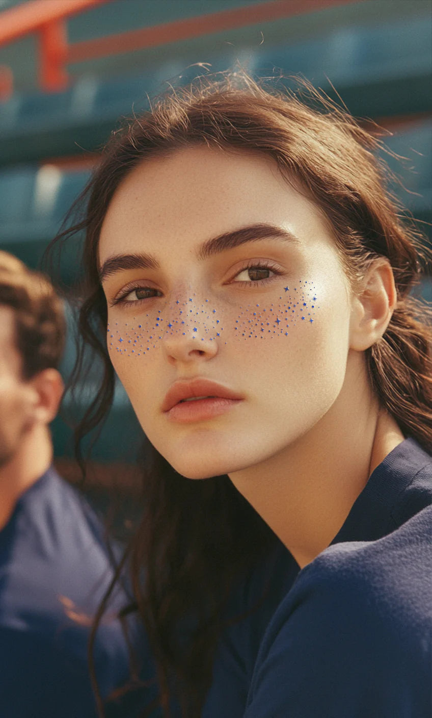 Fazit Blue Spirit Speckles Makeup Patches - Team Spirit Collection | Temporary Face & Body Art for Sports Events, Halloween & Cosplay