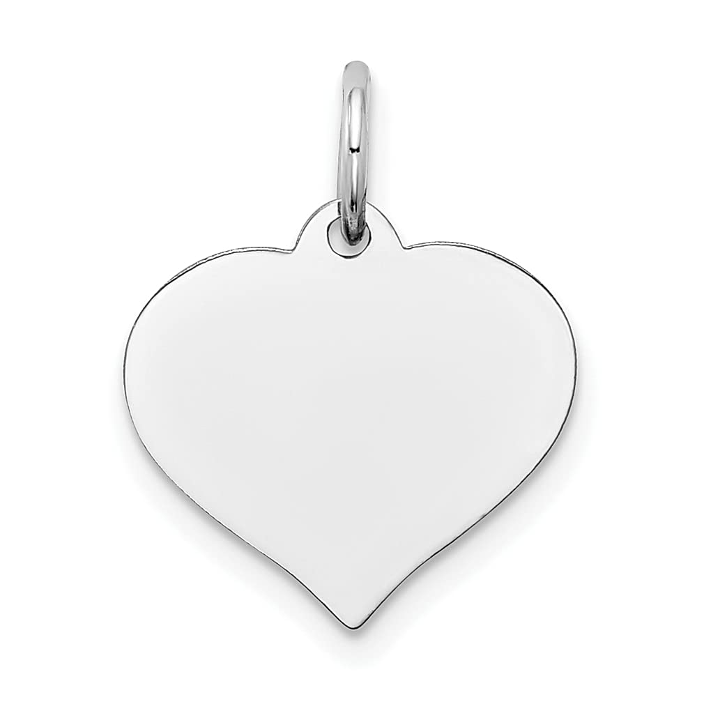 14K White Gold Heart Disc Charm Necklace - Engravable Curved Love Pendant for Women | Romantic Gift for Her, Anniversary, Valentine's Day & Special Occasions