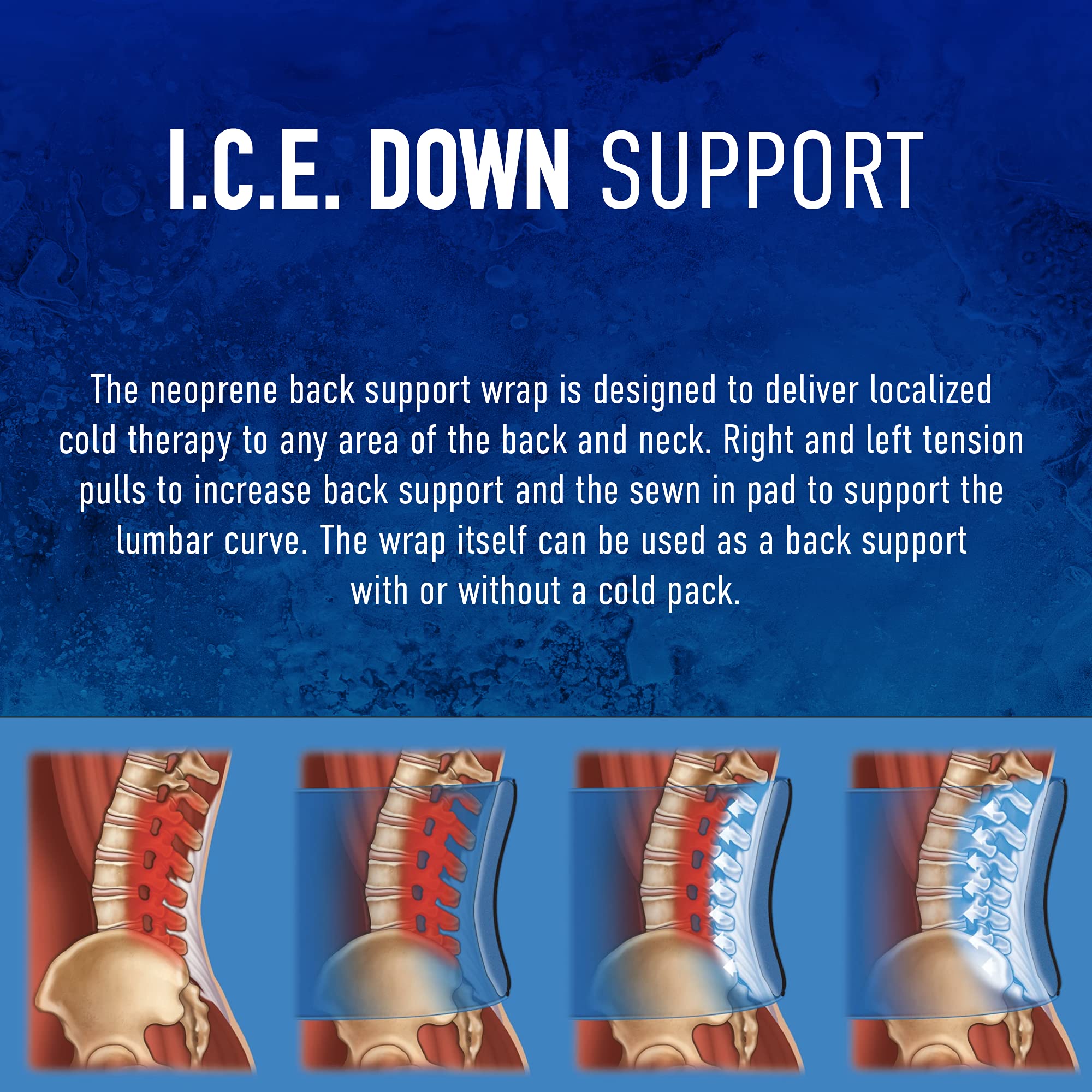 Extra Large Neoprene Ice Pack Wrap with Removable Gel Cold Pack - Back, Waist & Hip Pain Relief - 11.5