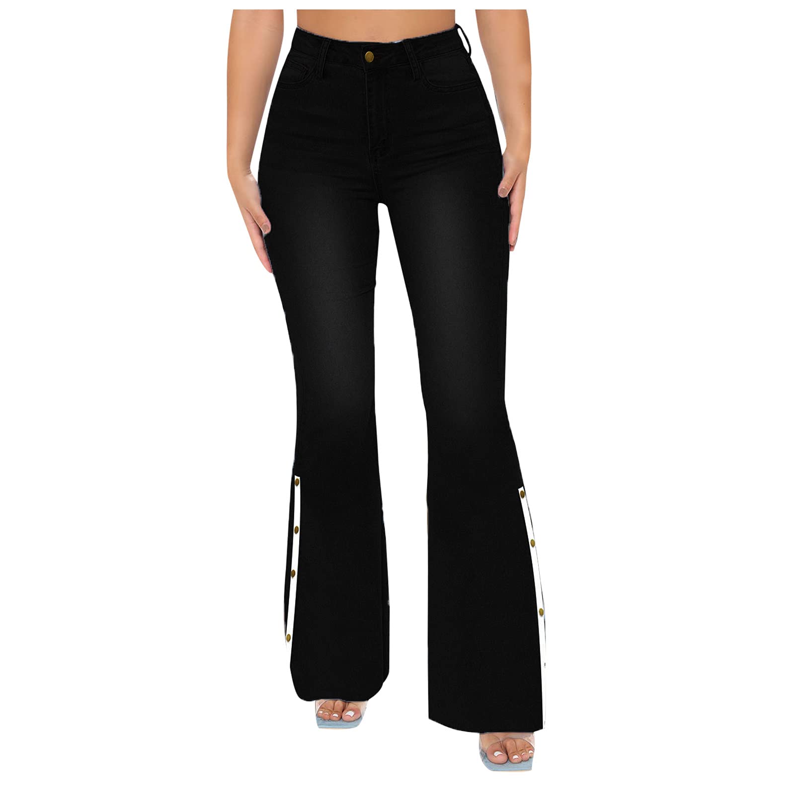 Women's High Waisted Distressed Denim Jeans - Ripped Boyfriend Jeans for Women - Trendy Long Cut Off Pants for Casual Wear & Street Style