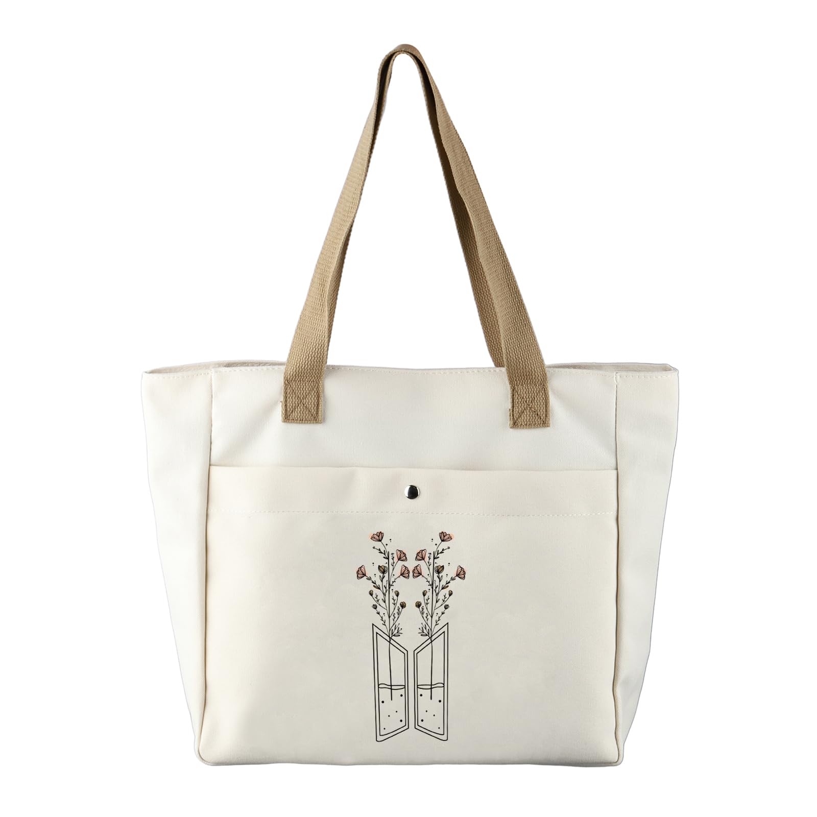 BTS Kpop Merchandise Flower Tote Bag - K-Pop Army Gift for Korean Music Lovers - Perfect for Concerts, Shopping & Daily Use