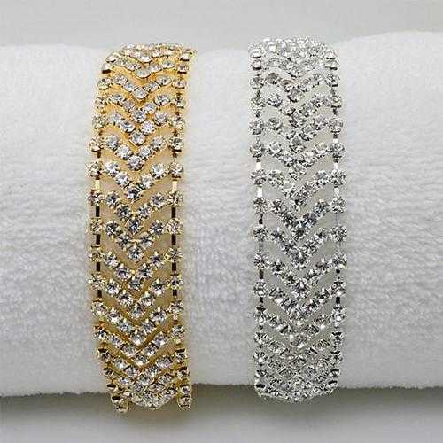 Vintage Brocade Crystal Chevron Bracelet - Elegant Handmade Jewelry for Women, Perfect for Parties, Weddings & Special Occasions