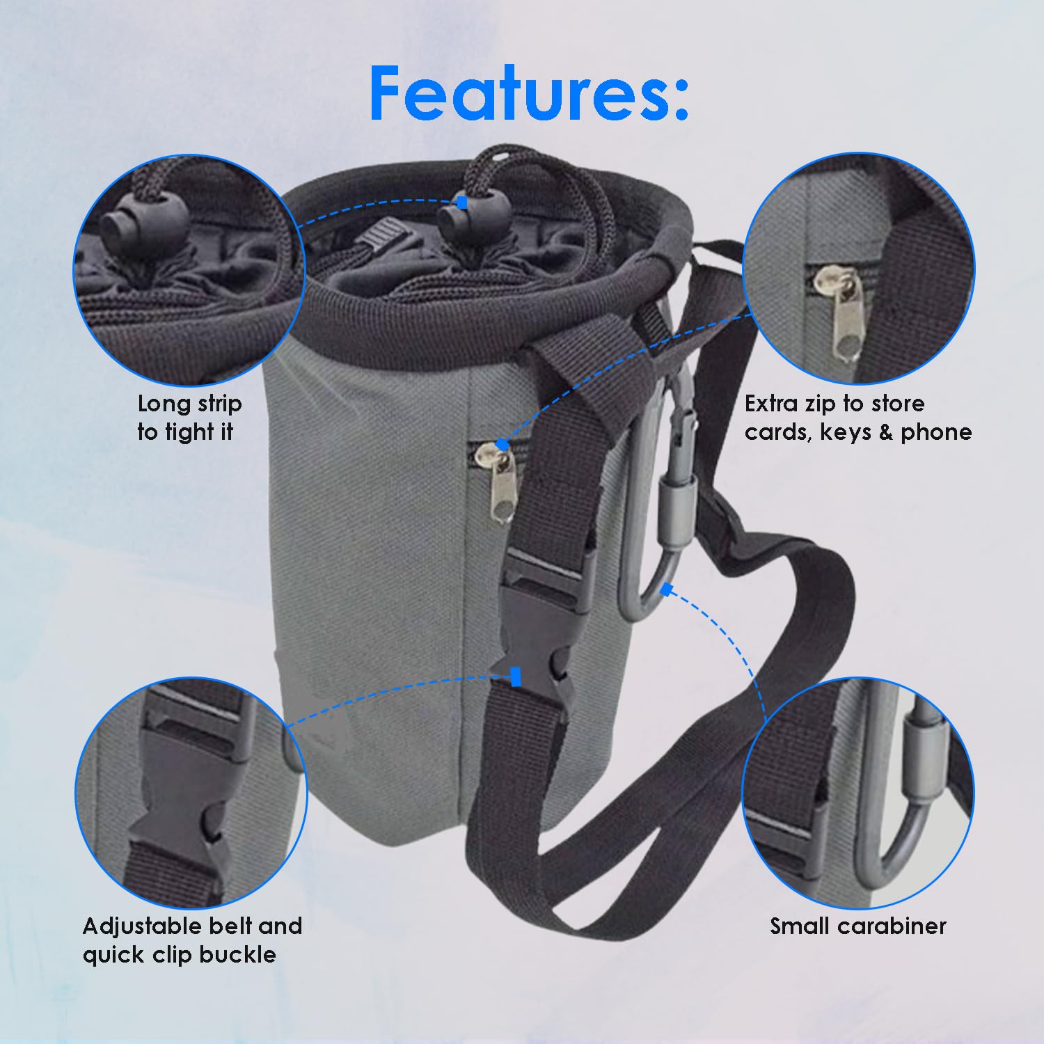 Premium Chalk Bag for Rock Climbing - Adjustable Belt, Quick-Clip & Zippered Pocket - Ideal for Bouldering, Gym Training & Outdoor Climbing Adventures