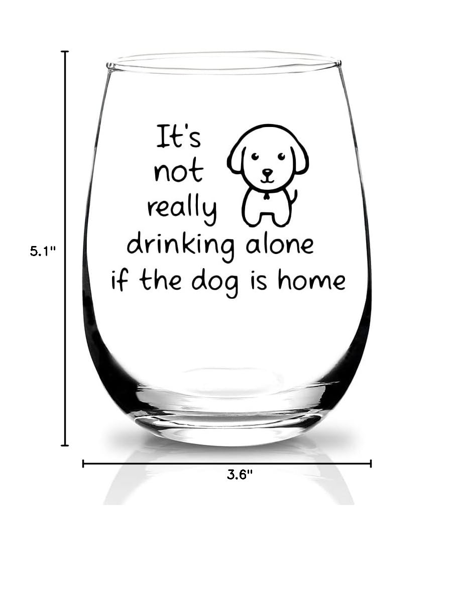 KFK Dog Mom Gifts for Women - Funny Wine Glass for Dog Lovers | Perfect Birthday, Valentine's Day, Mothers Day & Christmas Present | Cute Saying 'If The Dog Is Home' | Great for Wine Nights & Pet Lover Celebrations