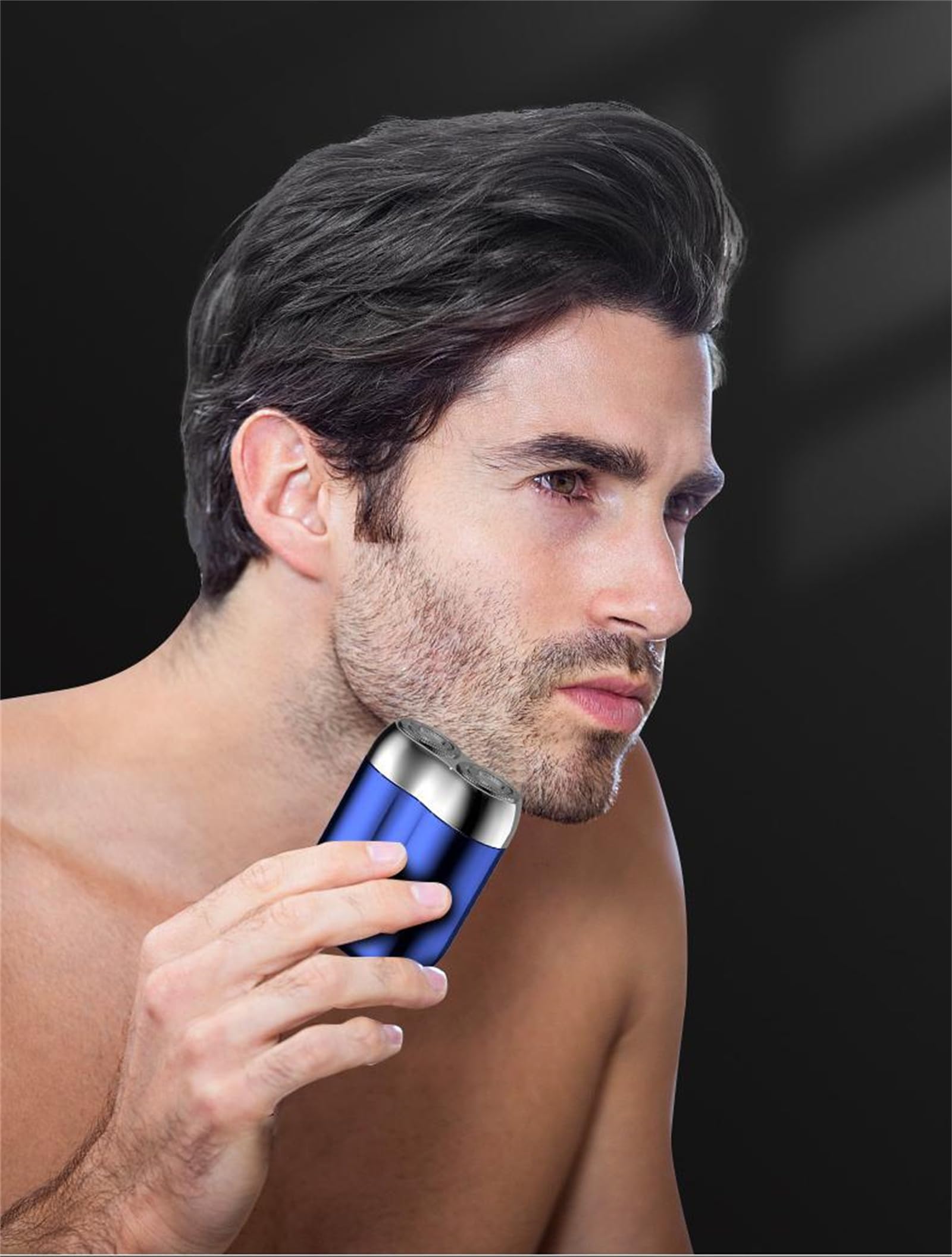 Jacoba Electric Razor - Mini Dual-Head Shaver for Men, Portable Travel Razor with Waterproof Design (Blue) - Perfect for Home, Gym & Business Trips