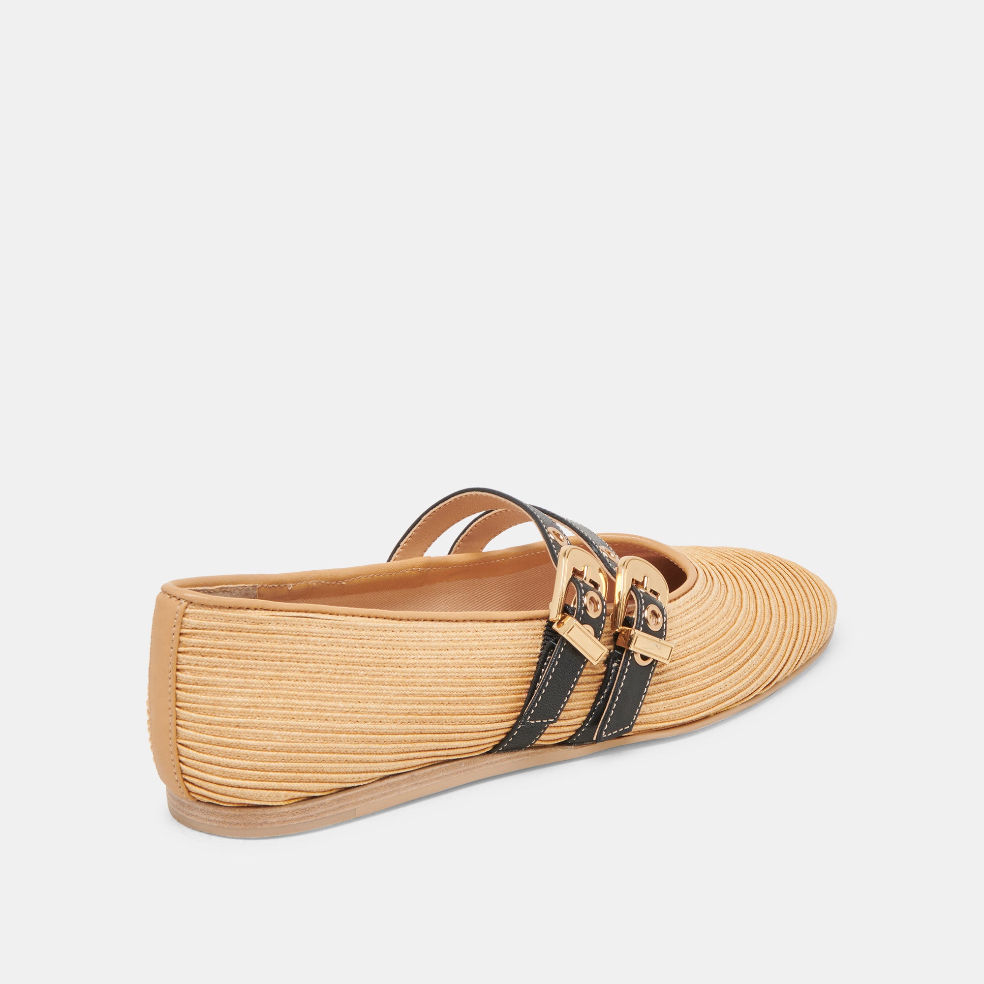 BAYLEE Women's Wide Width Ballet Flats - Natural Raffia Comfortable Slip-On Shoes for Casual Wear, Office & Travel