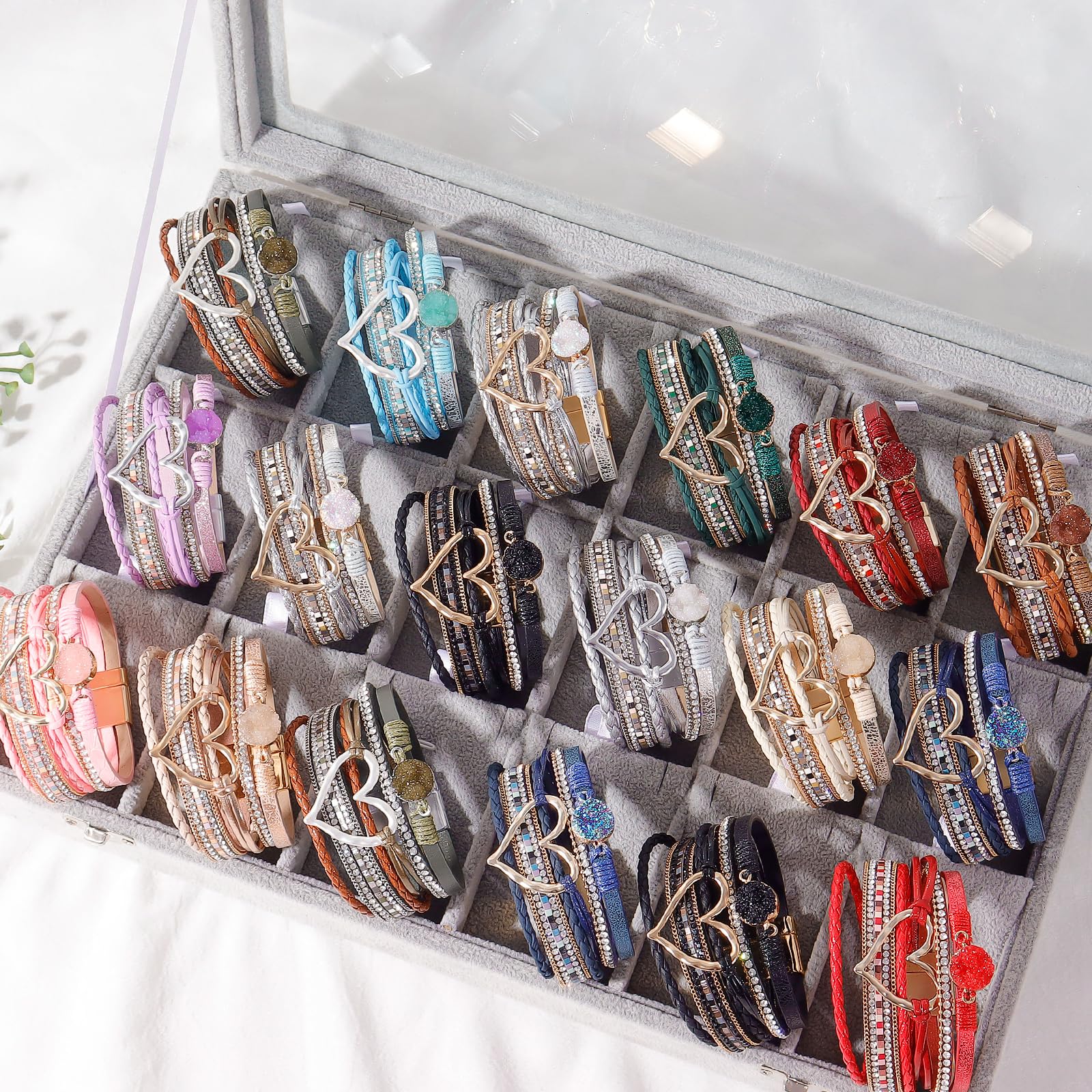 Stylish Heart Bracelets for Women - Boho Leather Wrap Bracelets, Trendy Layered Chunky Stackable Jewelry, Perfect Valentine's Day Gifts for Her | Great for Everyday Wear, Gift Giving & Special Occasions | Ideal for Date Nights, Office Wear & Boho Fashion Outfits