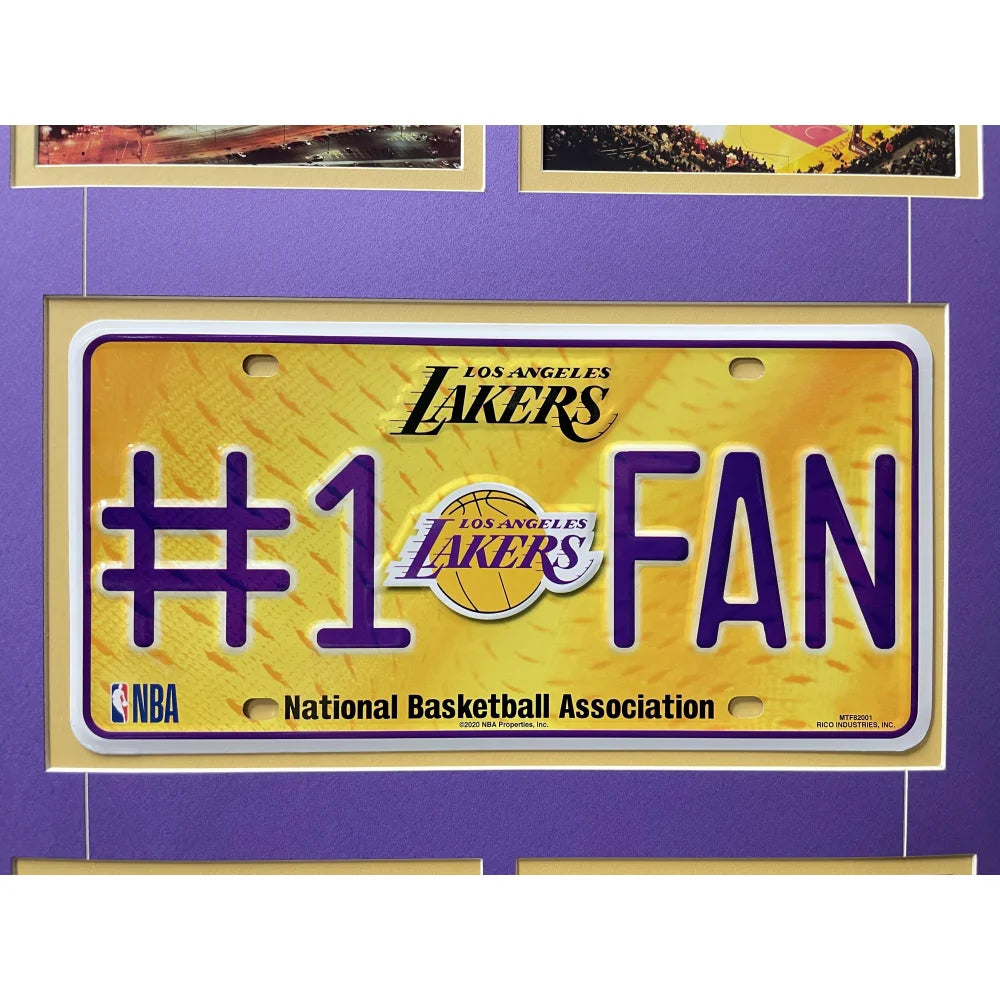 Los Angeles Lakers Fan License Plate Framed Collage - Lebron James Memorabilia for Lakers Fans - Perfect for Man Cave, Sports Bar, or Gift for Basketball Lovers
