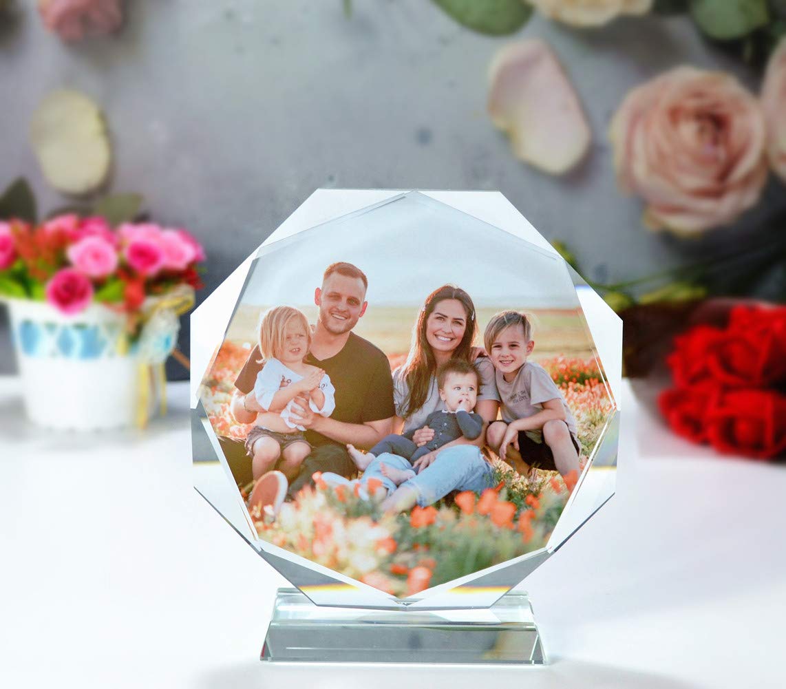 Personalized Crystal Glass Photo Frame - Custom Engraved Desktop Decor for Birthdays, Weddings, Anniversaries | Unique Gift for Wife, Husband, Couples, Girlfriend, Friends & Kids | Perfect for Home, Office & Special Occasions