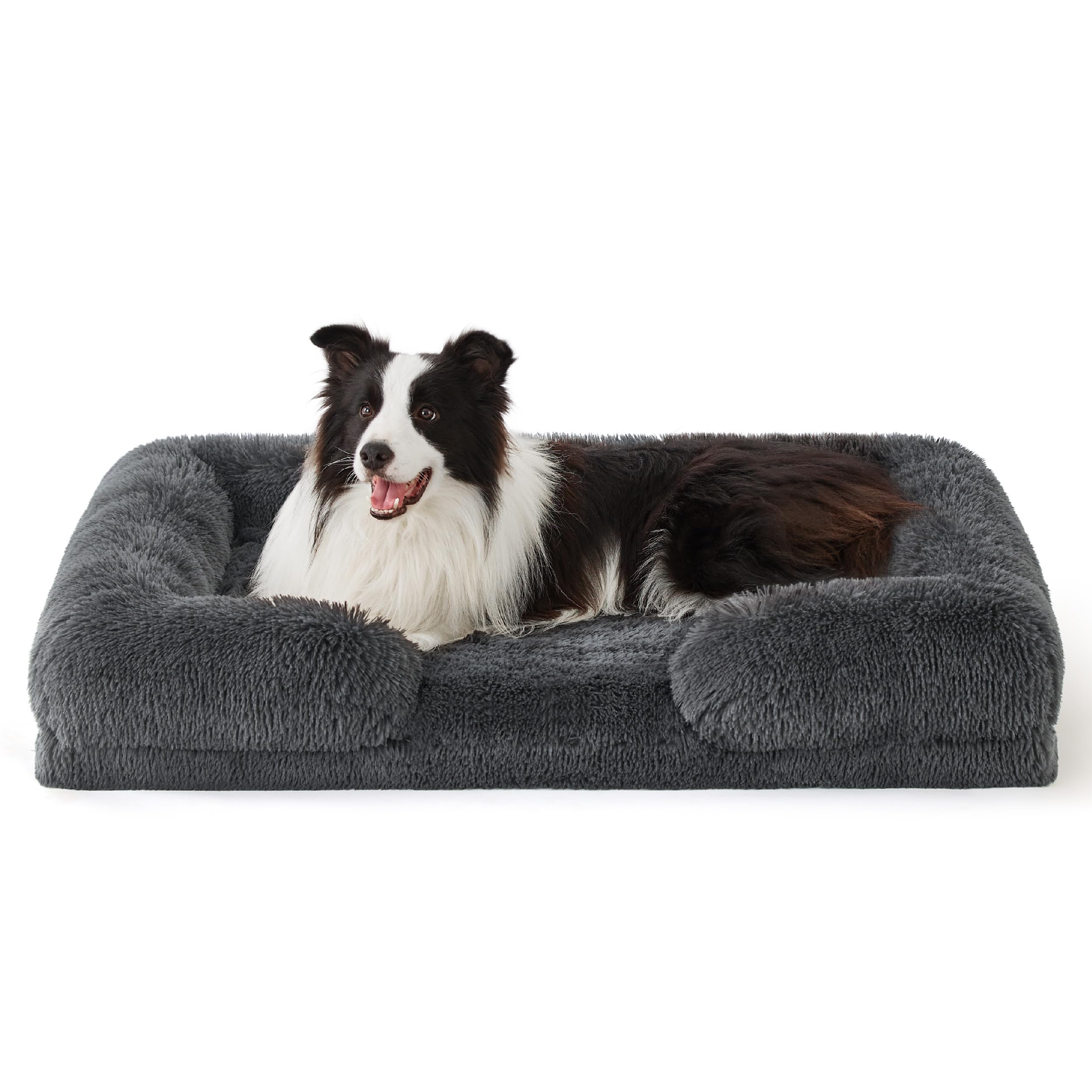 Bedsure Orthopedic Dog Bed for Large Dogs - Washable Supportive Foam Pet Couch with Removable Cover, Waterproof Lining & Non-Slip Bottom - Grey - Perfect for Living Room, Bedroom or Crate (XXL Size)