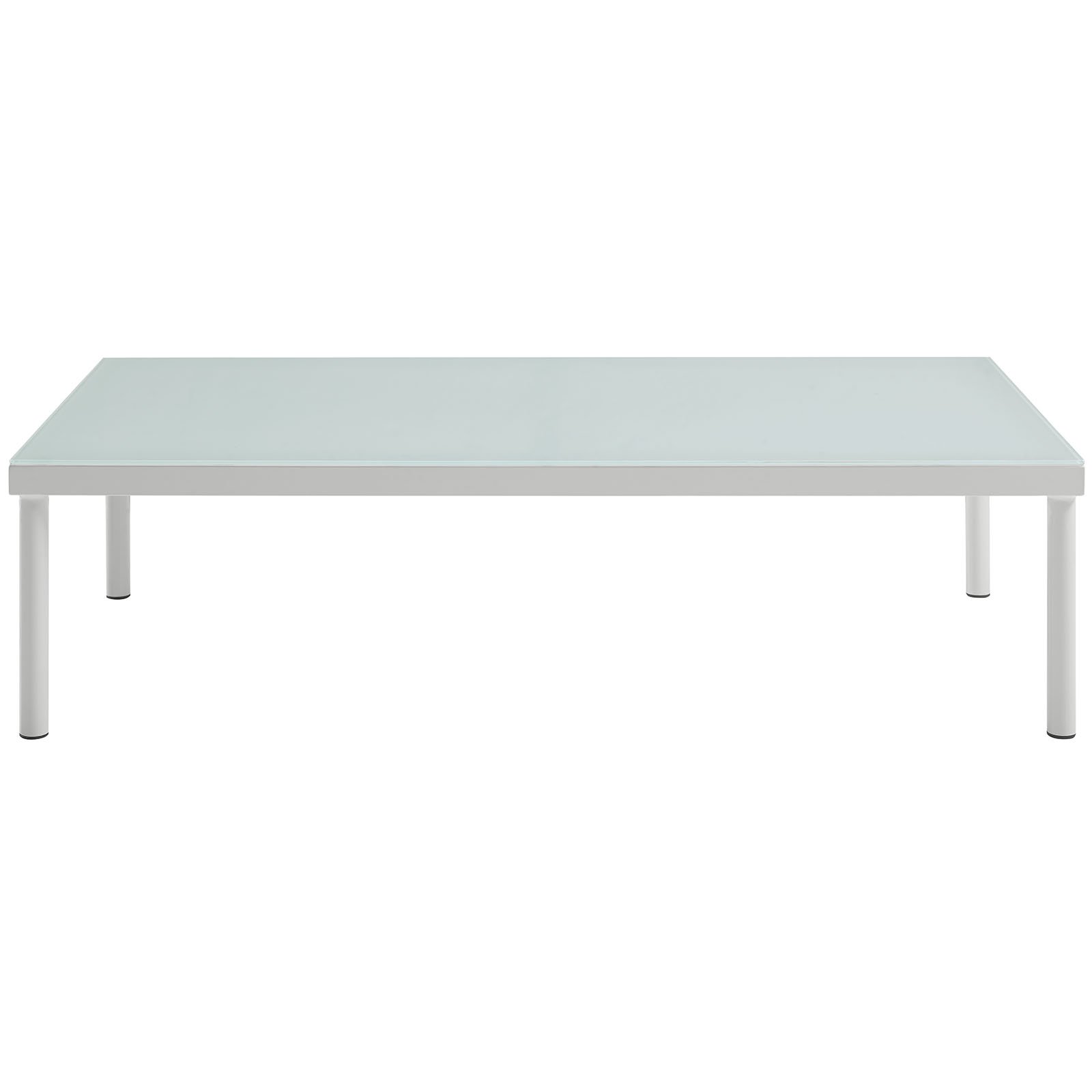 Modway EEI-2605-WHI White Aluminum Outdoor Coffee Table - Weather-Resistant Patio Furniture for Garden, Poolside & Backyard Relaxation