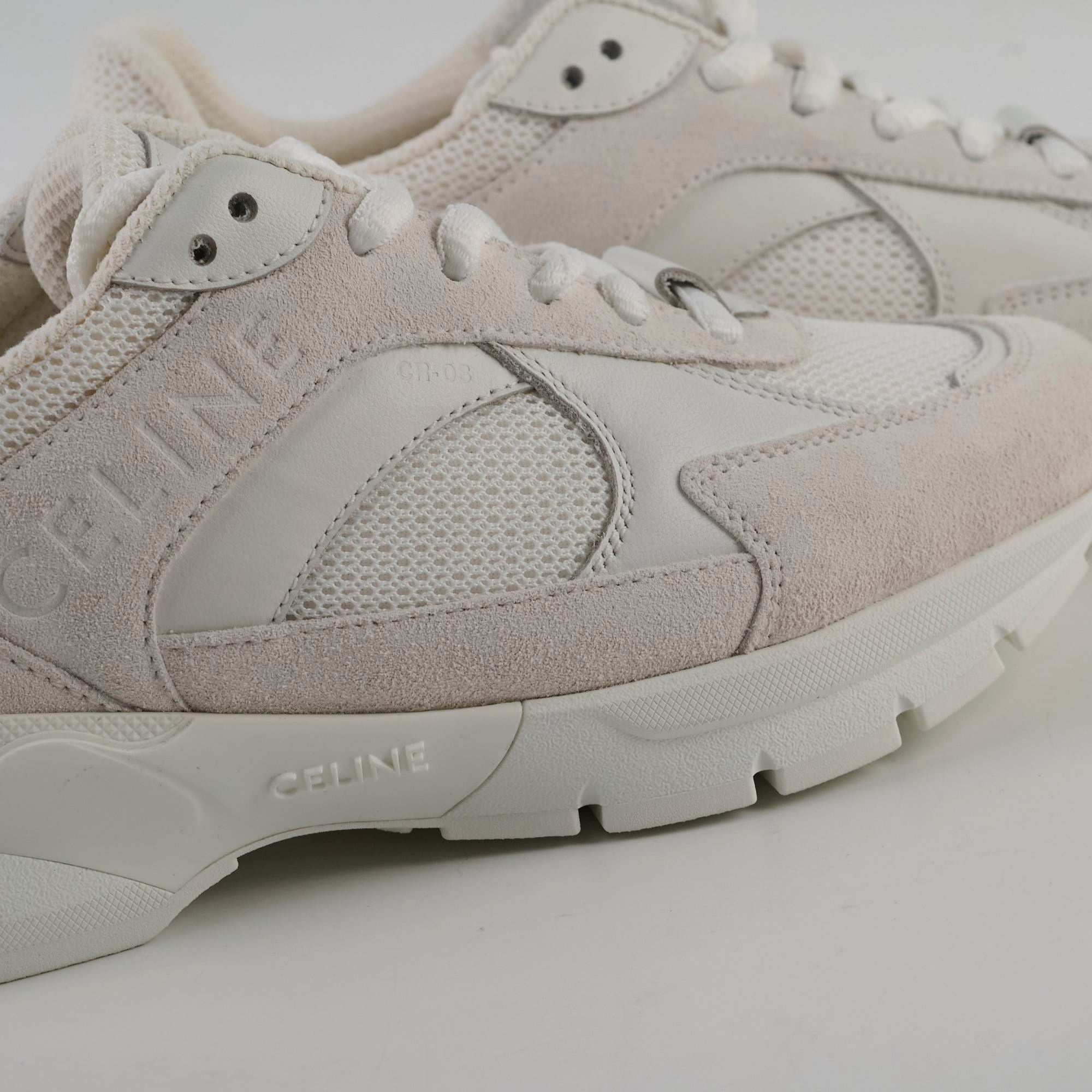 Celine Runner CR 03 Low Lace Up Sneakers - Mesh & Suede Calfskin Men's Fashion Shoes for Casual Wear & Street Style