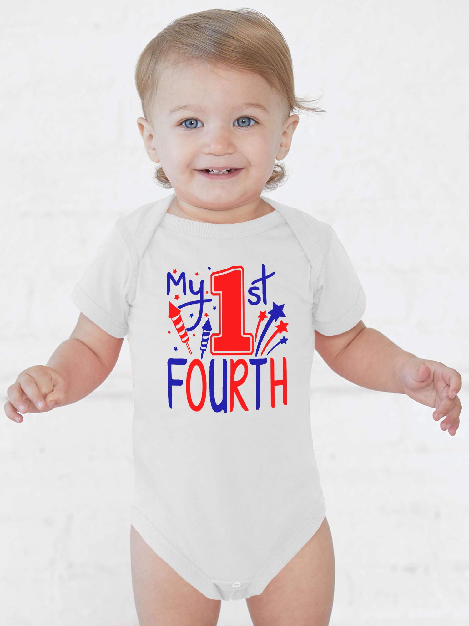 Handmade Cute Baby Boy & Girl 4th of July Bodysuits - Red White Blue Patriotic Infant Newborn Clothes | Perfect for Independence Day Celebrations, Photo Shoots & Family Gatherings