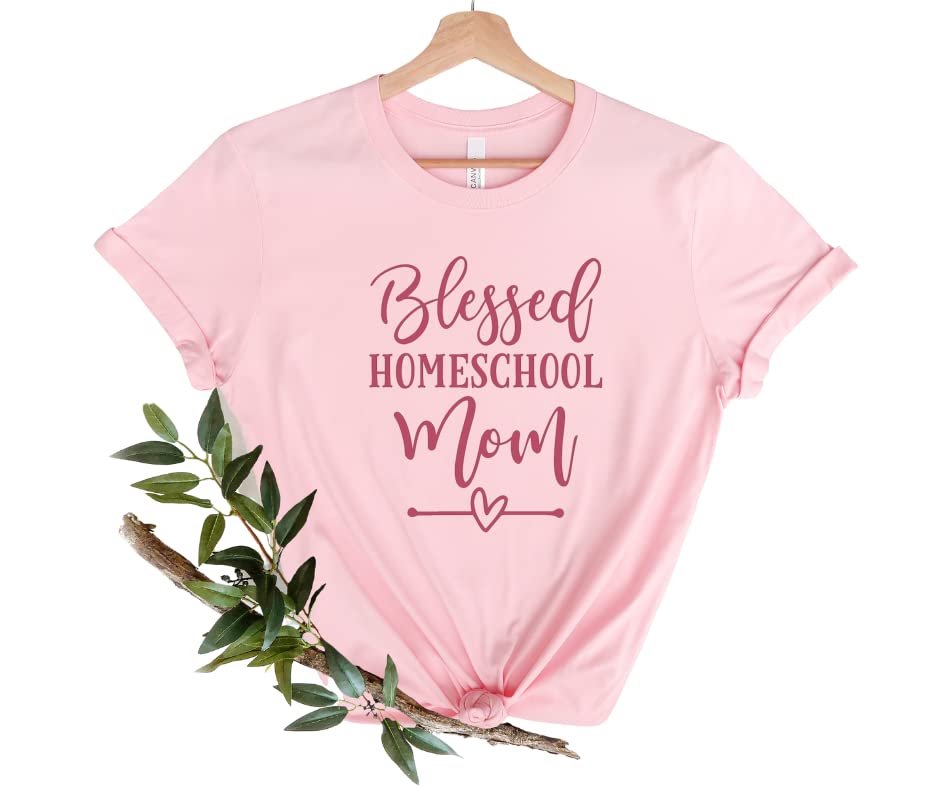 Blessed Homeschool Mom T-Shirt for Women - Cute Stay at Home Mom Gift, Mother's Day Present for Homeschooling Mama - Plus Size Homemaker Shirts - Perfect for Homeschooling, Parenting & Family Life