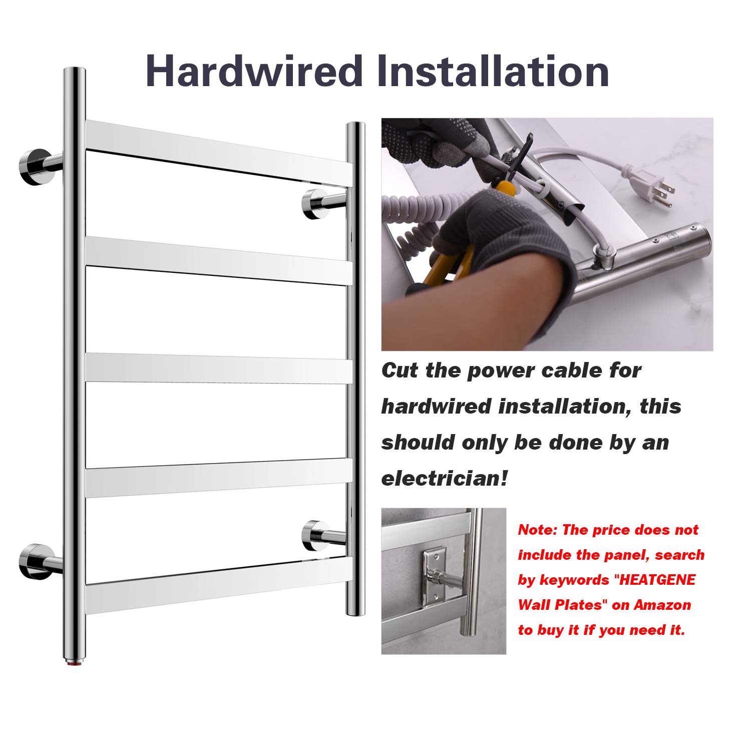 HEATGENE 5-Bar Wall-Mounted Electric Towel Warmer & Dryer - Plug-in Bathroom Towel Heater with Mirror Polish Finish | Perfect for Bathrooms, Spas & Luxury Home Use