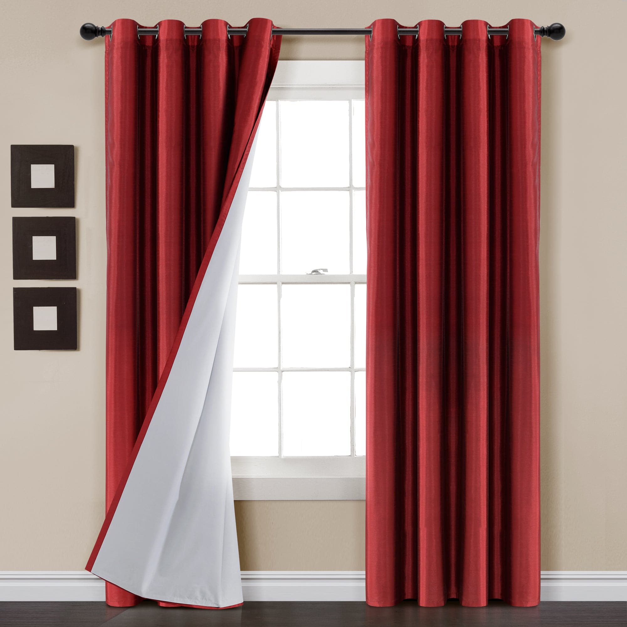 Blackout Window Curtains - 100% Light Blocking Faux Silk Drapes for Bedroom & Living Room - Thermal Insulated Room Darkening Curtain Panels for Better Sleep & Privacy