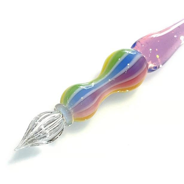 Japanese Glass Dip Pen - Rainbow & Rose Pink Colors - Perfect Calligraphy & Handwriting Tool - Ideal Gift for Writers, Artists & Stationery Lovers - Great for Journaling, Letter Writing & Creative Projects