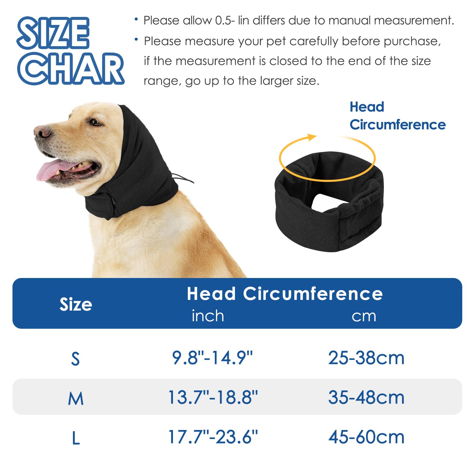 SUNFURA Dog Calming Hoodie - Anxiety Relief & Noise Protection for Dogs | Anti-Shake Ear Wraps for Fireworks, Grooming & Force Drying | Pet Neck Warmer & Ear Muffs for Noise Cancelling (Black, Medium) | Perfect for Nervous Pets During Storms, Travel & Vet Visits