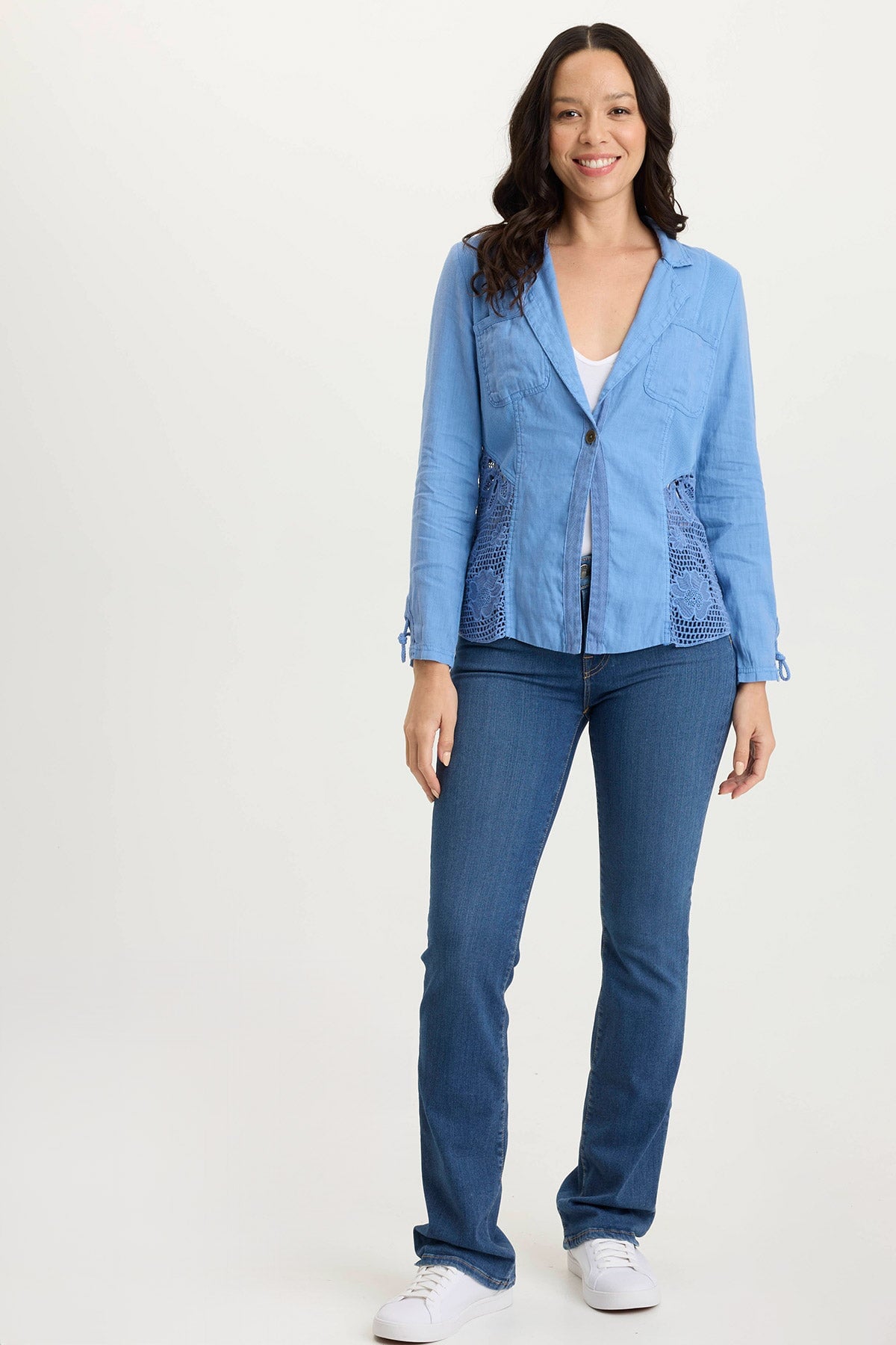 Lightweight Linen Crochet Embroidered Jacket for Women - Boho Chic Summer Cover Up - Perfect for Beach, Vacation & Casual Outings