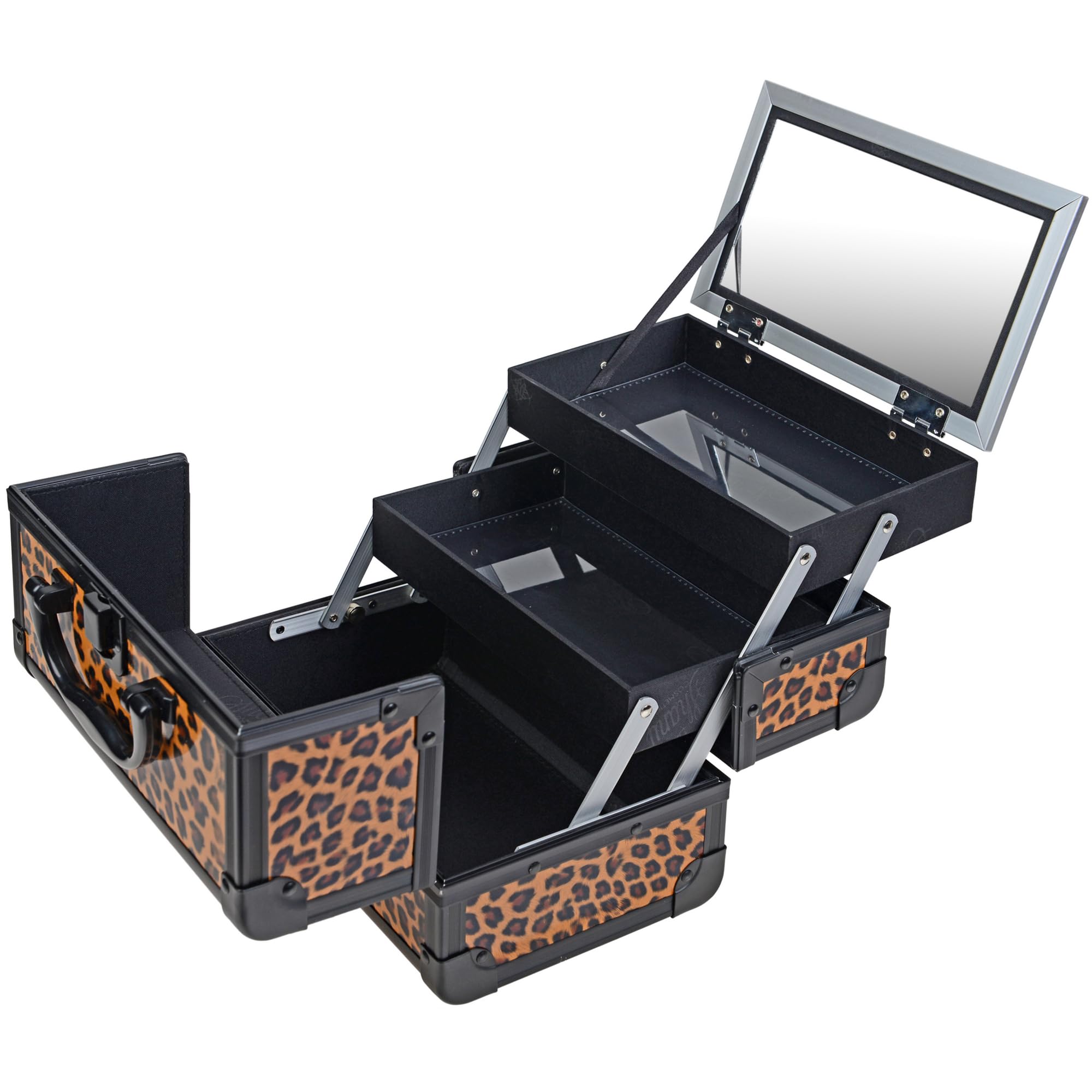SHANY Chic Makeup Train Case - Portable Cosmetic Organizer with Lock, Multi-Tray Storage & Mirror for Beauty & Jewelry | Travel, Salon & Professional Use - Lost Cheetah Design