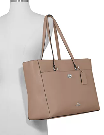 Coach Crossgrain Leather Folio Tote Bag for Women - Stylish Work Tote with Zipper Closure - Perfect for Office, Business Travel & Everyday Use