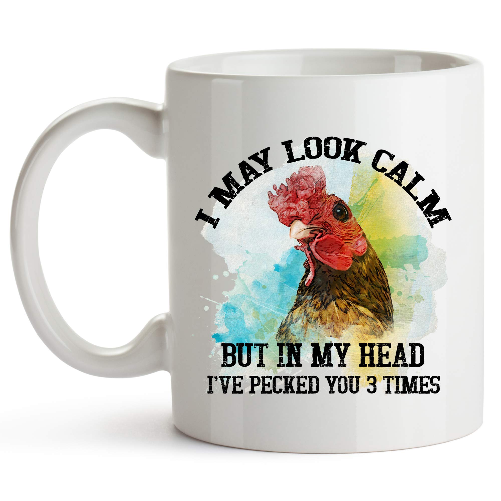 YouNique Designs 11oz Funny Chicken Mug for Coffee & Tea - Crazy Chicken Lady Gift, White Ceramic Cup - Perfect for Chicken Lovers, Farmhouse Kitchens & Themed Parties