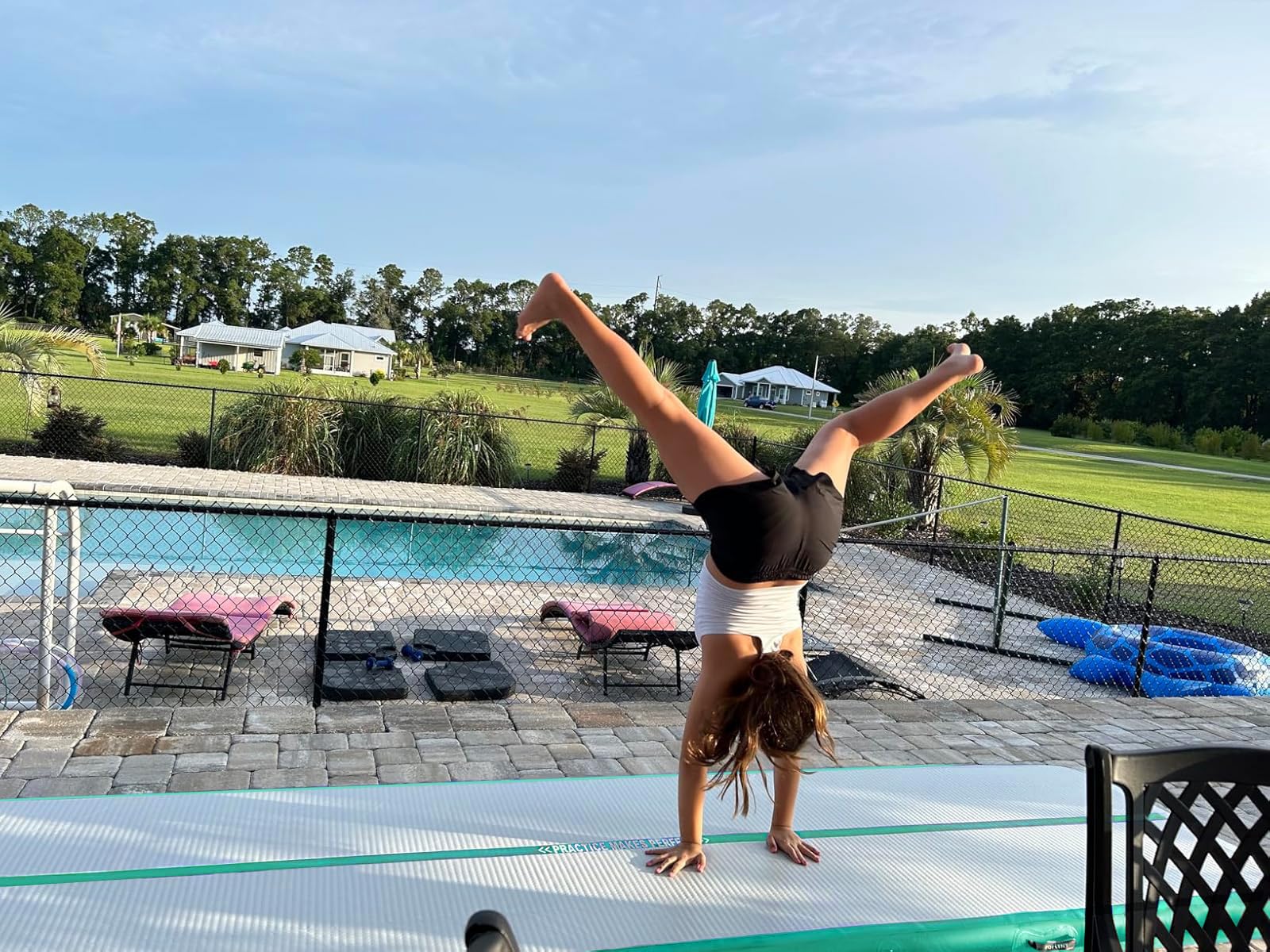 VOFiTNY All-Purpose Gymnastics Mat 6.6/10/13/16/20 ft - Durable Inflatable Tumble Track for Home, Gym & Training - Perfect for Tumbling, Cheerleading, Yoga & Kids Play