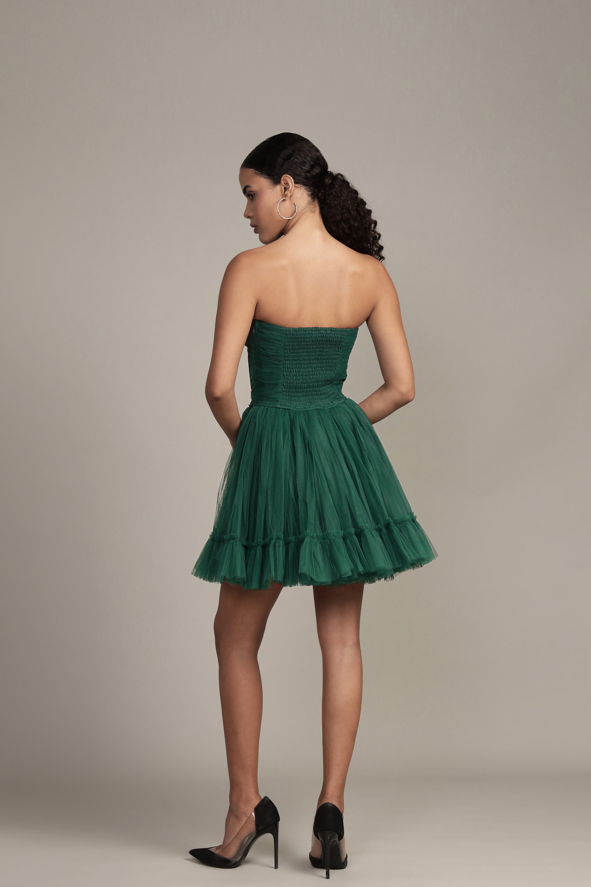 Lauren Green Tulle Mini Dress for Women - Elegant Party Dress for Weddings, Prom, Evening Events & Special Occasions