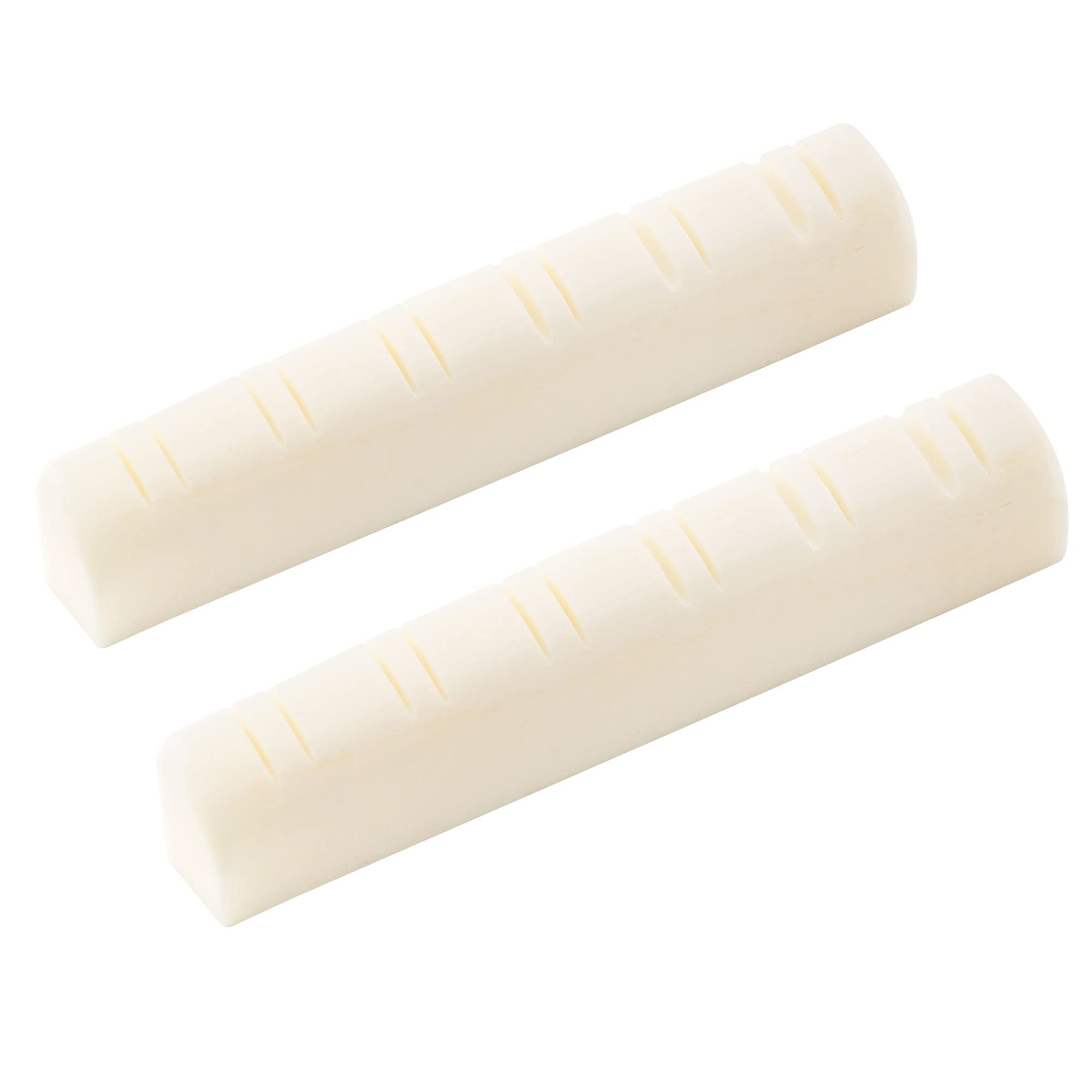 Musiclily 12-String Acoustic Guitar Slotted Bone Nut - 49x6x9.2/8.7mm Buffalo Bone Neck Nut (2-Pack) for Folk & Country Music Performance & Guitar Maintenance
