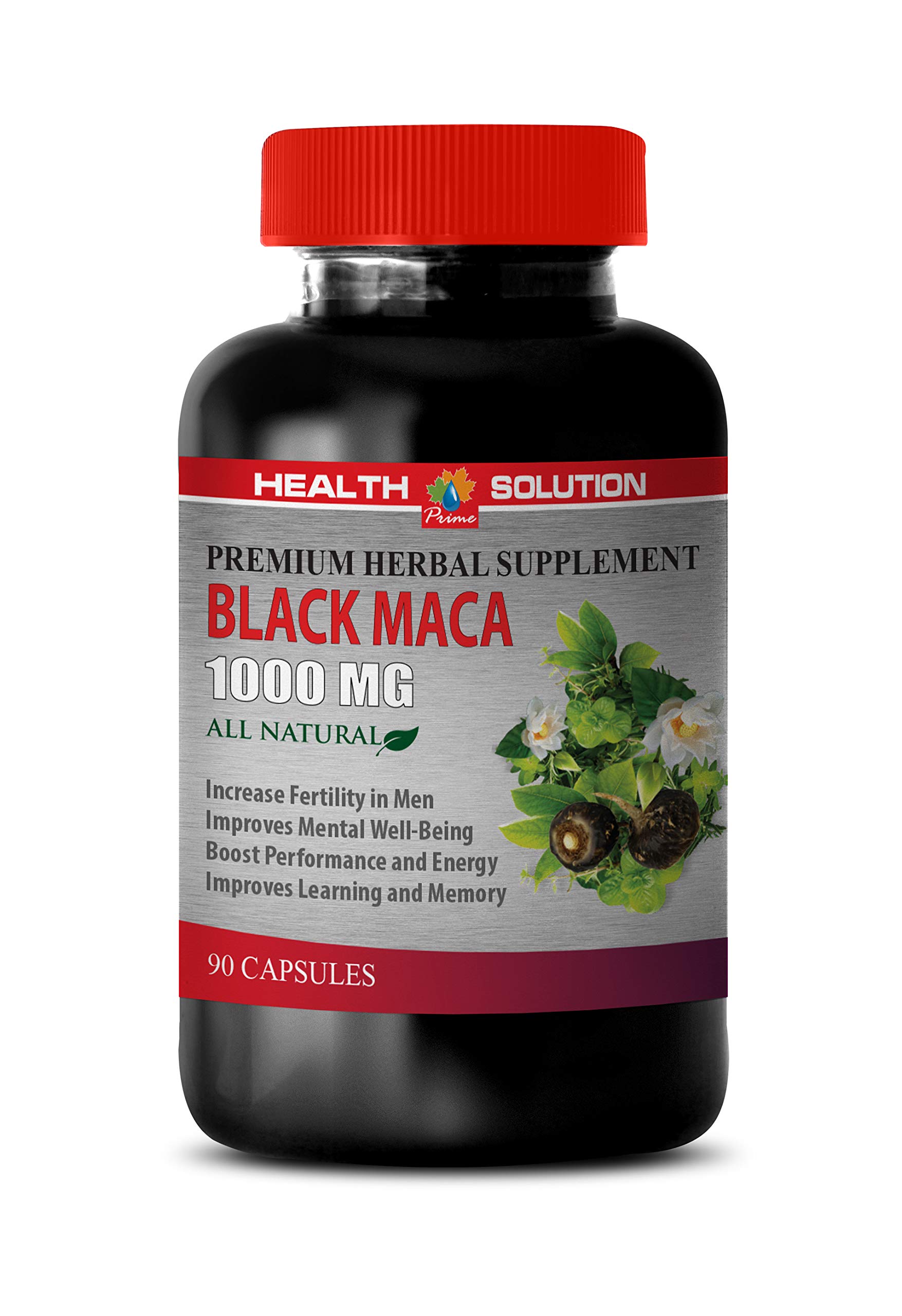 Premium Black Maca Root Capsules 1000mg - Natural Energy & Vitality Supplement for Men & Women - 90 Vegan Capsules per Bottle - Boost Stamina, Libido & Endurance for Workouts & Daily Performance